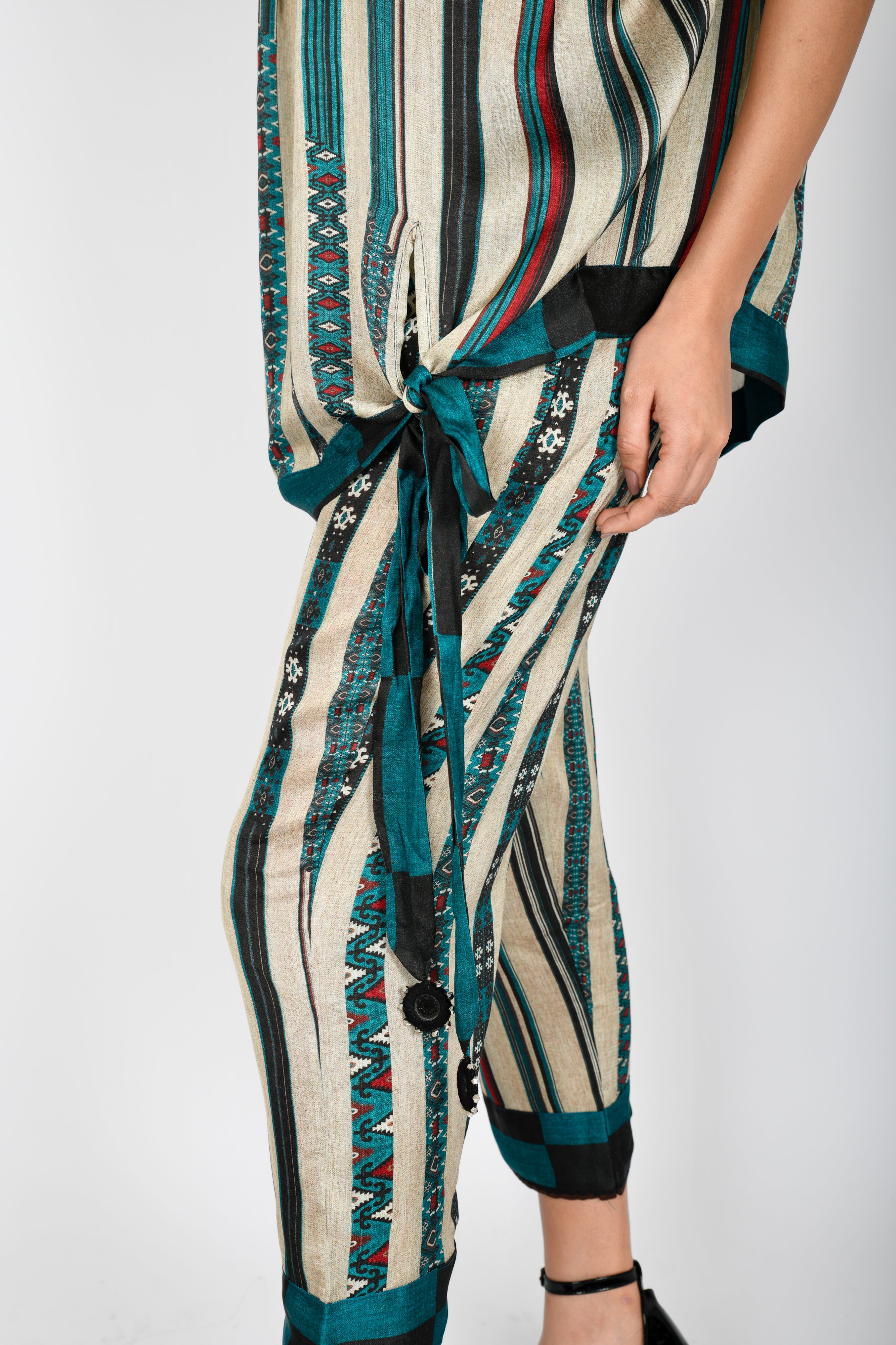 KAFILLA NECK PLEATED TIE TOP SET