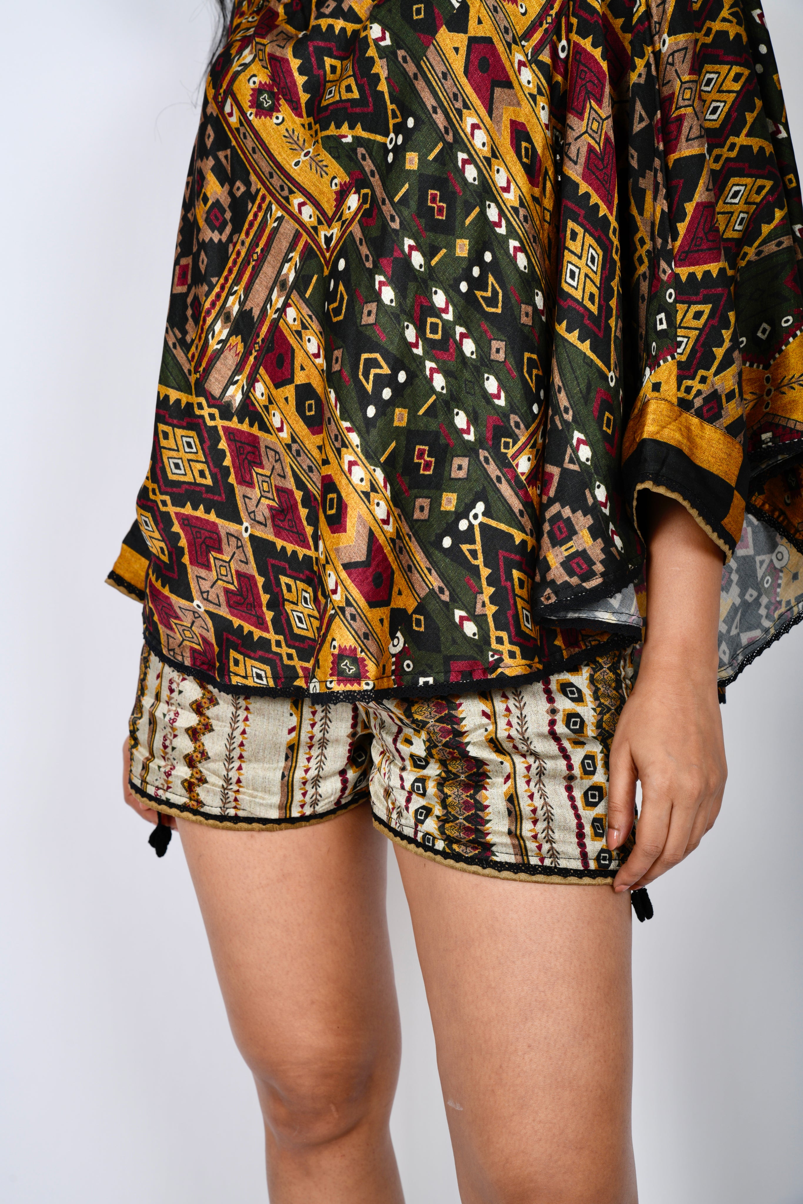 KAFILLA OFF SHOULDER CAPE WITH SHORTS