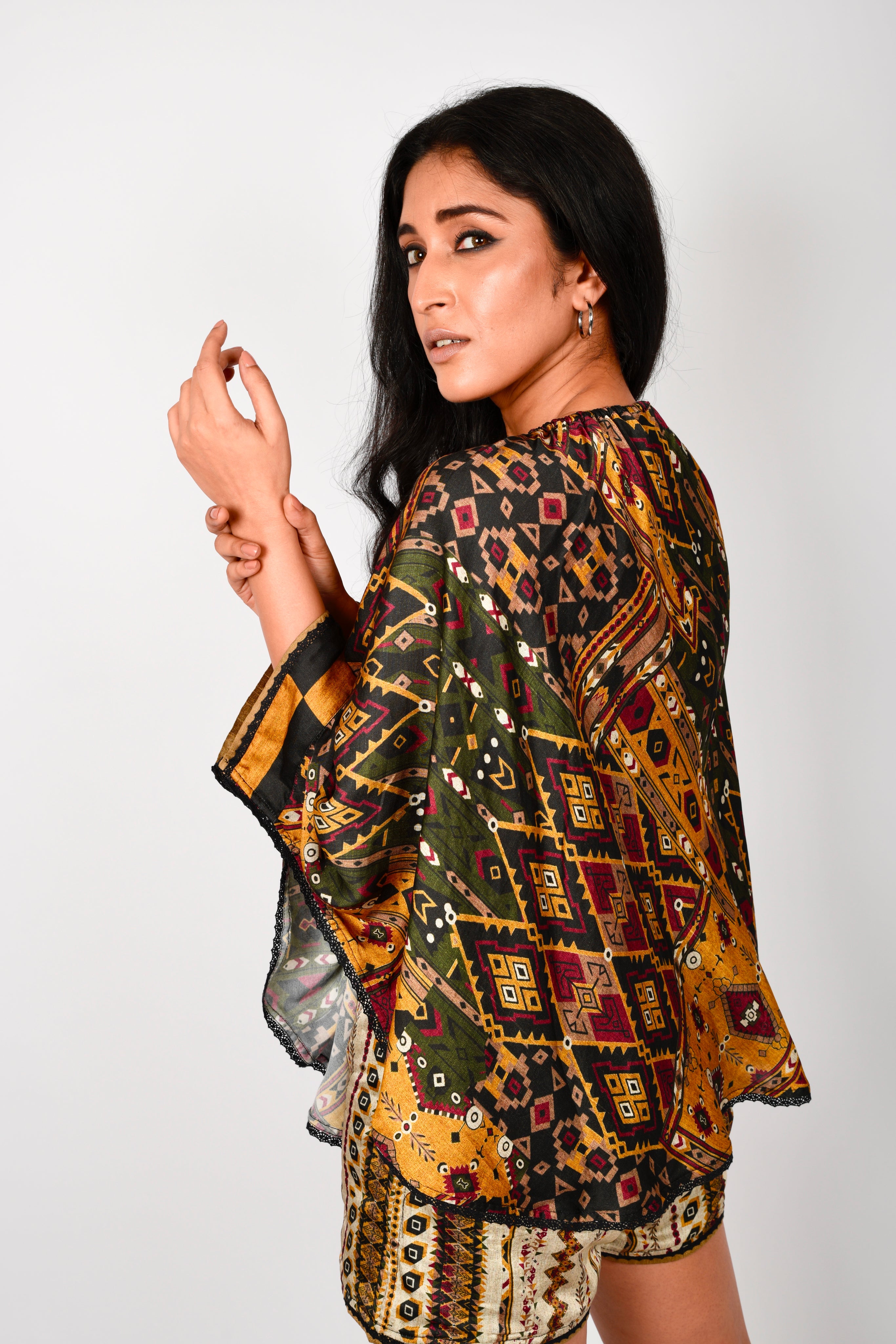 KAFILLA OFF SHOULDER CAPE WITH SHORTS