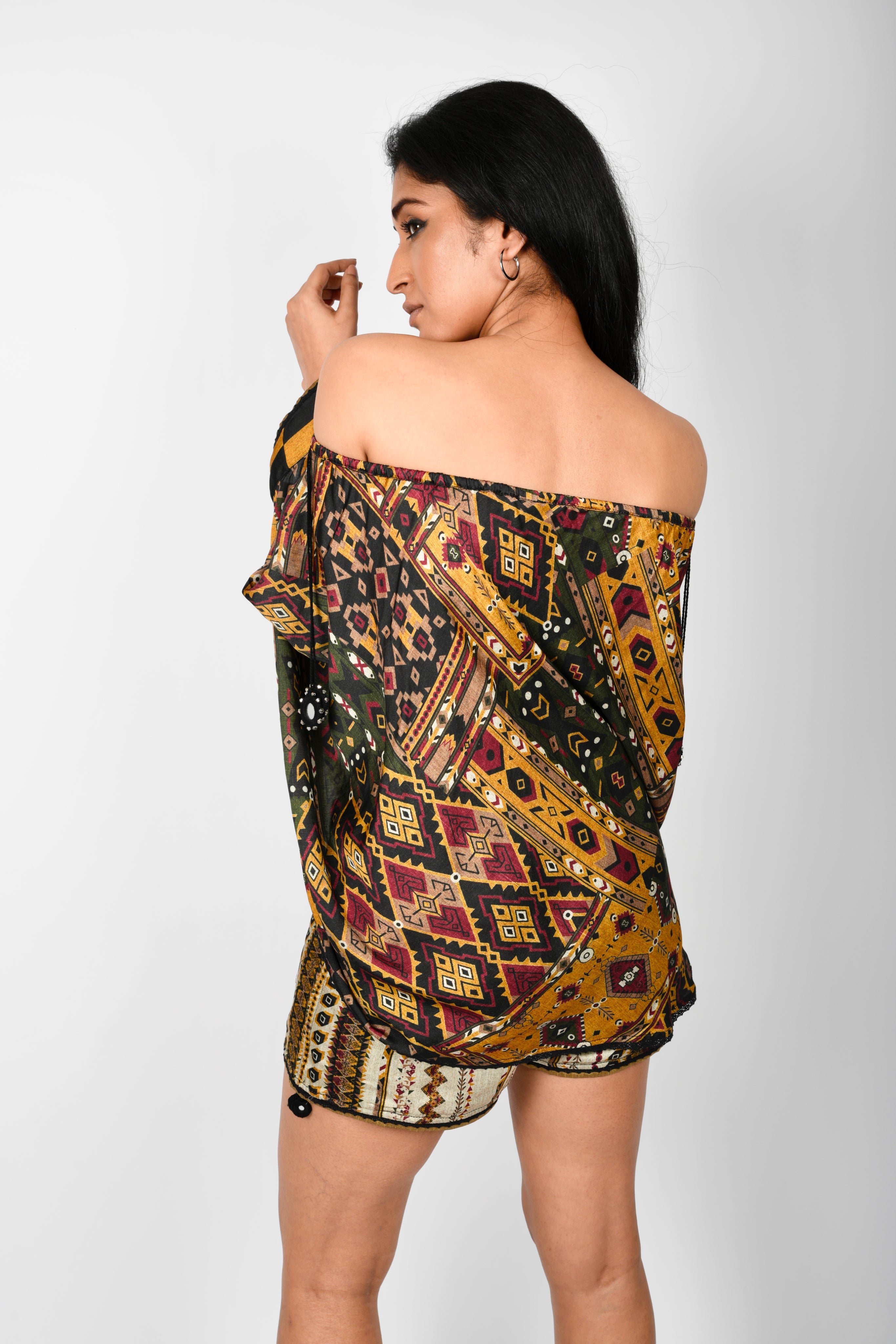 KAFILLA OFF SHOULDER CAPE WITH SHORTS