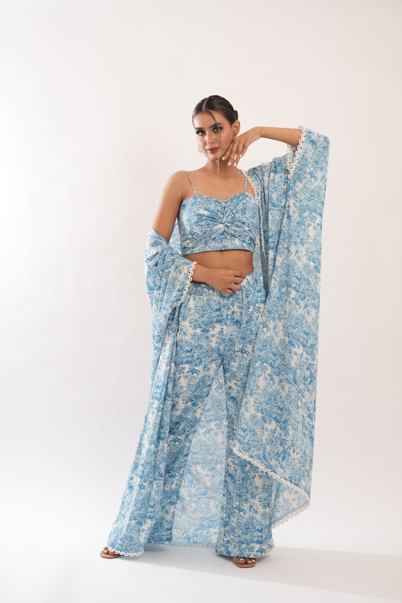 Satin Silk - Blue & White