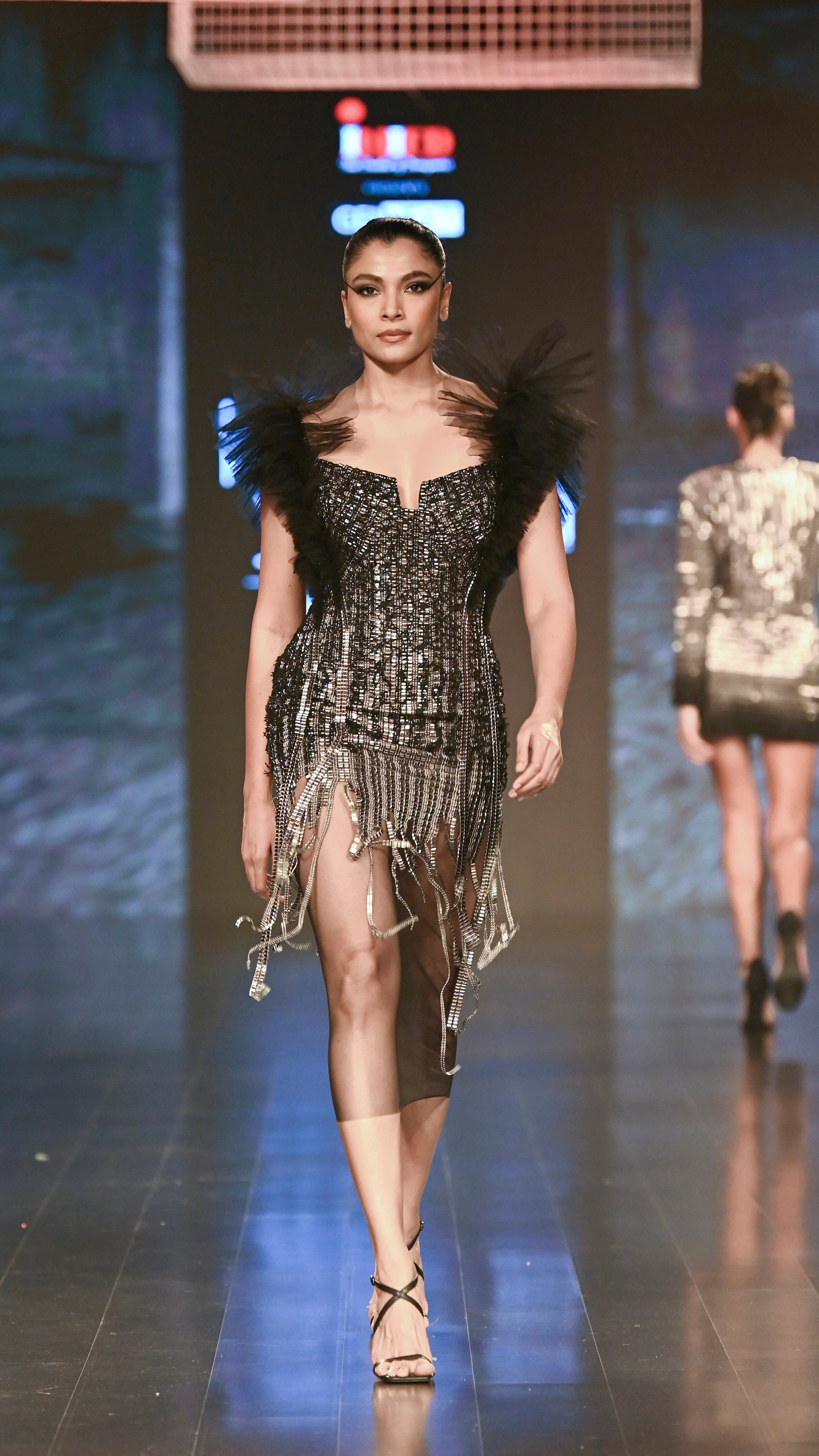 SCINTILLA MESH TASSEL DRESS