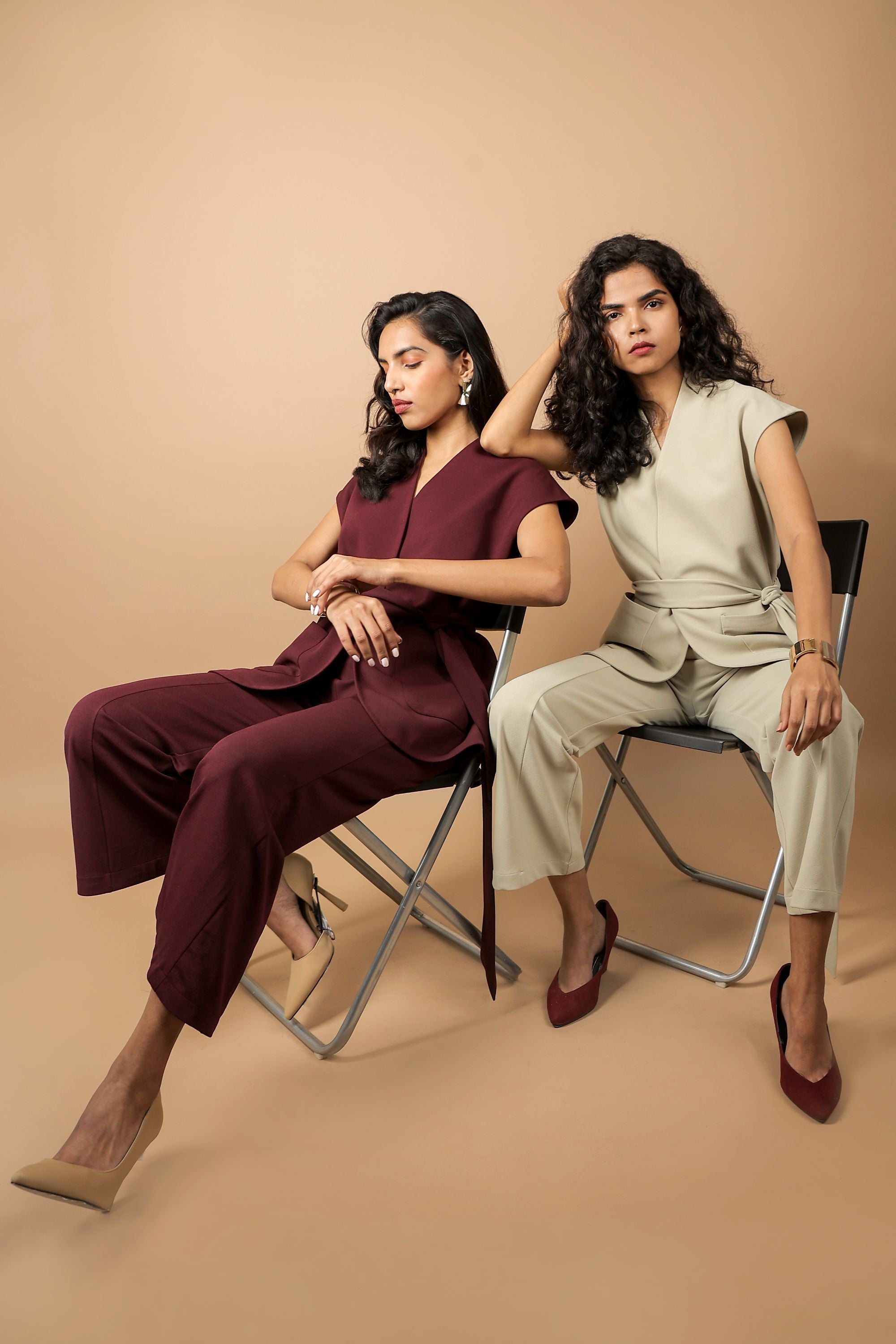 Wine sleeveless Wrap Set