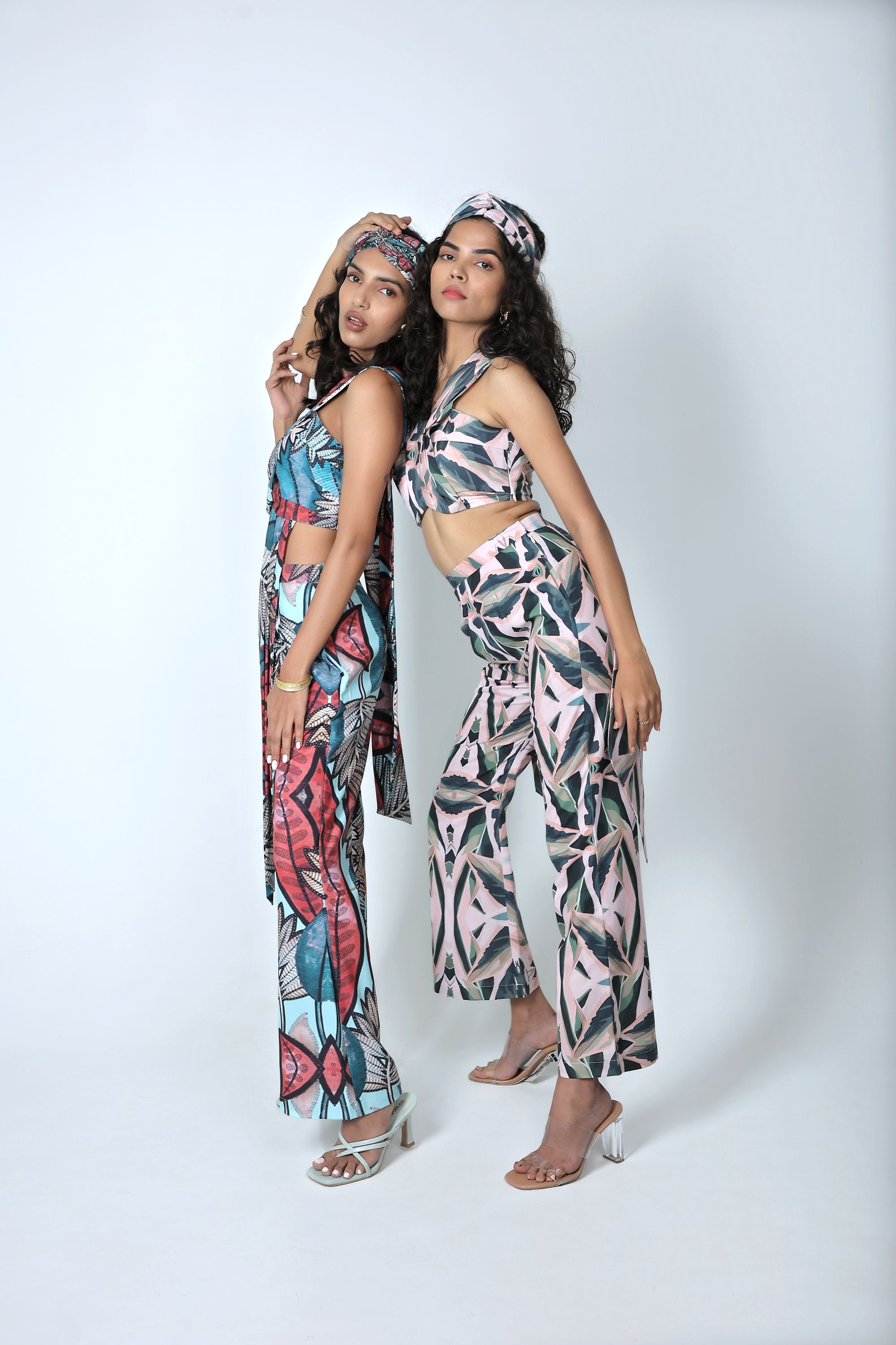 Pink tropical bustier set