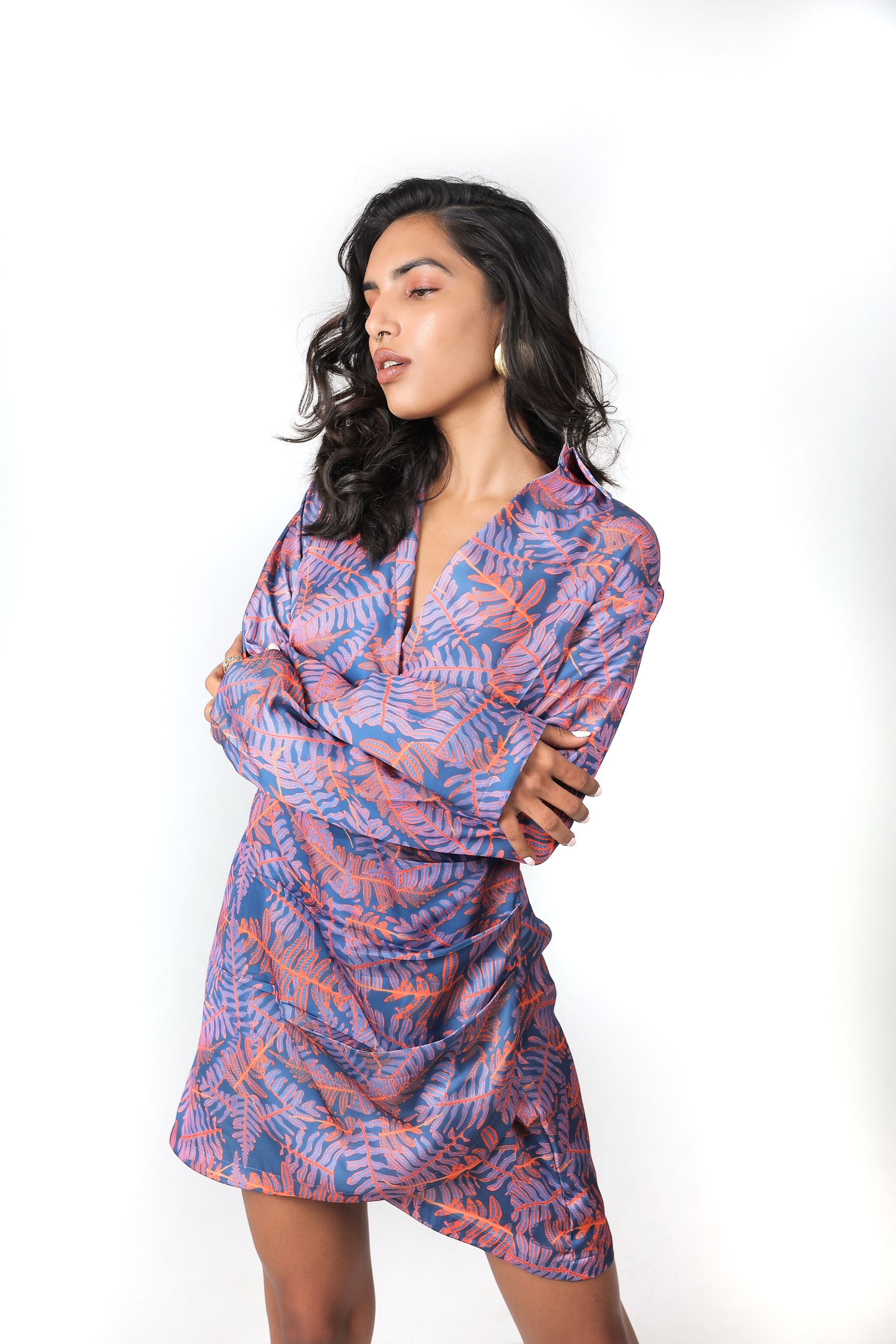 Blu-orange skirt dress