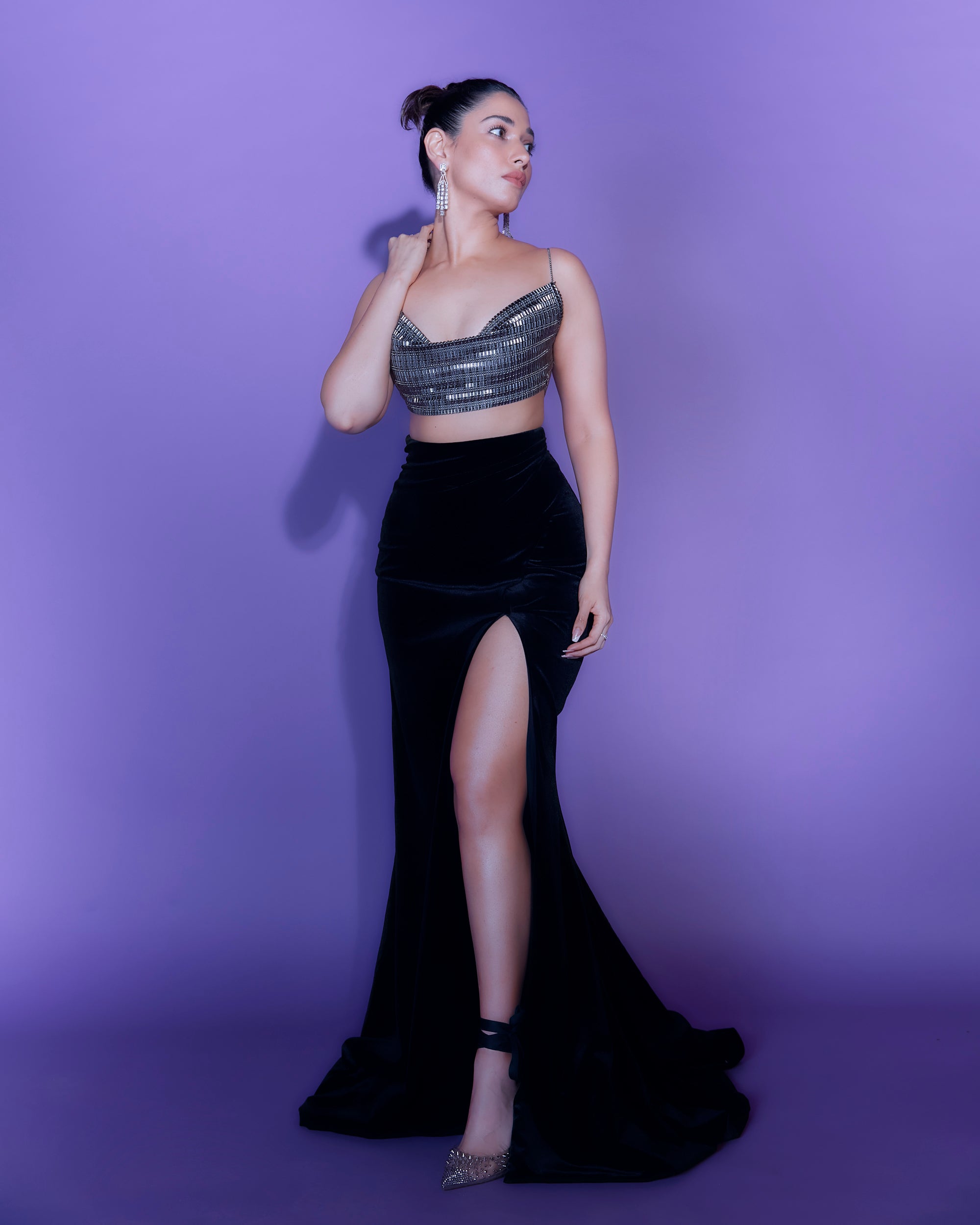 VELOUR OVERLAP SKIRT