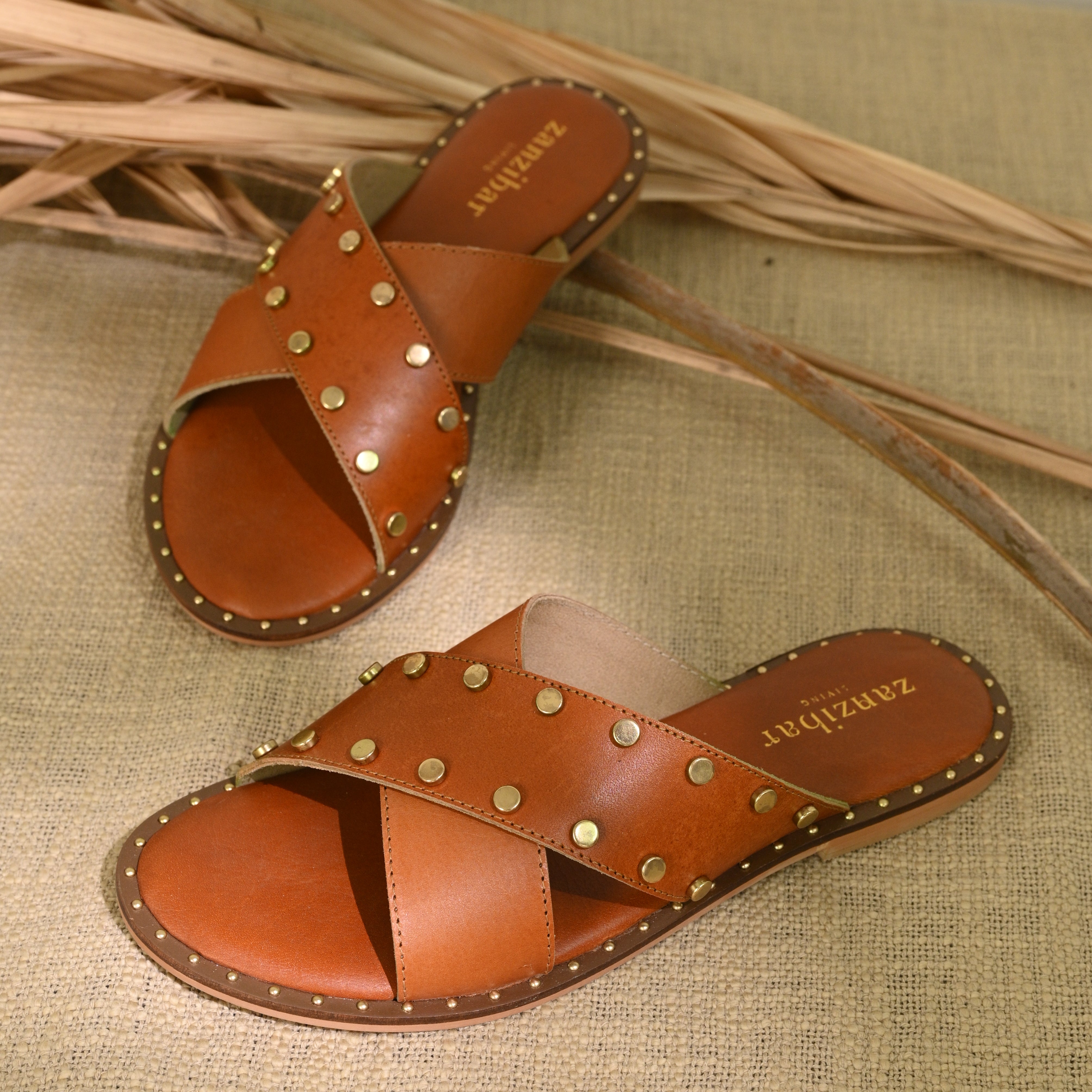Female Footwear - Tan & Gold