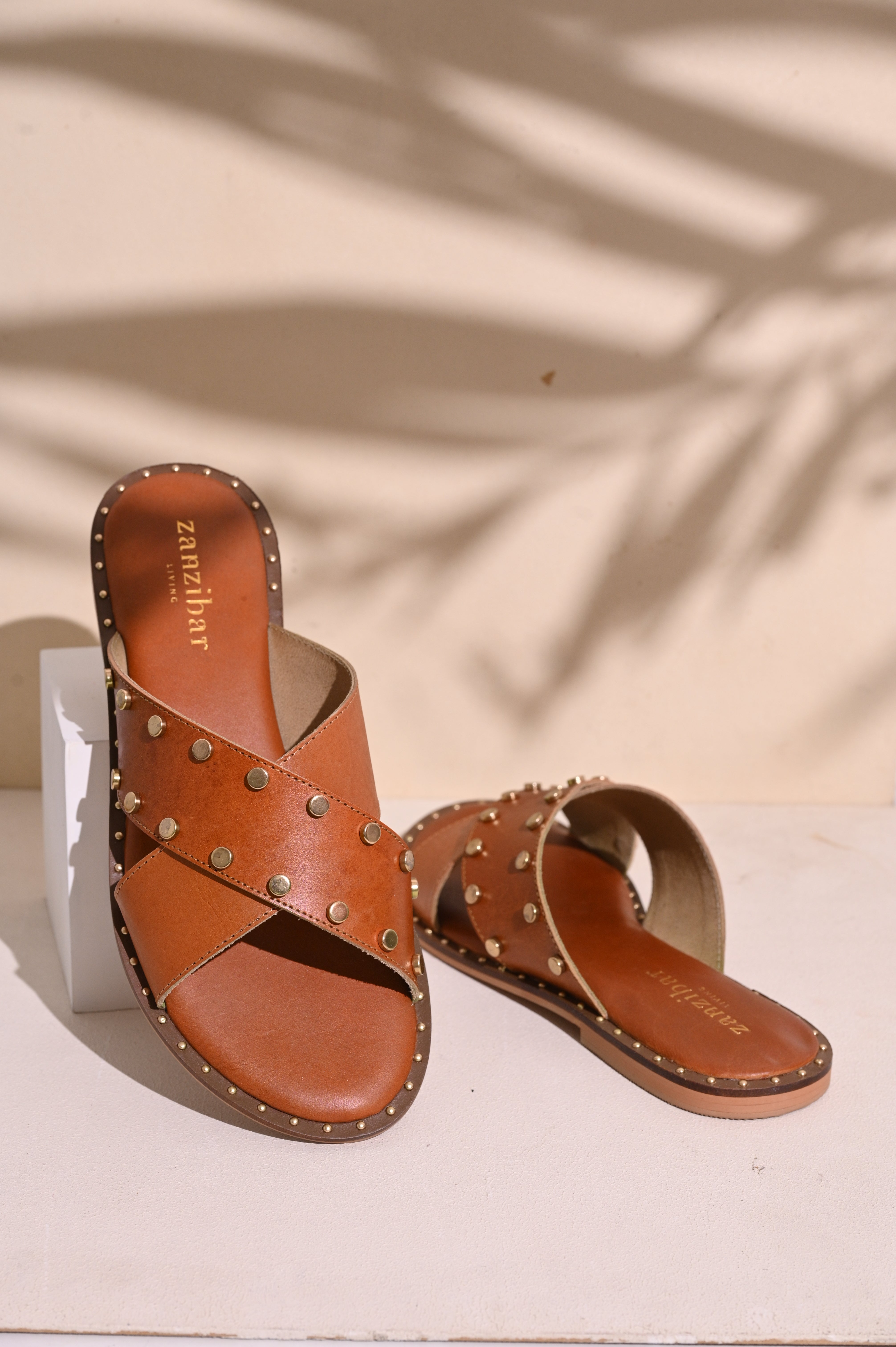 Female Footwear - Tan & Gold