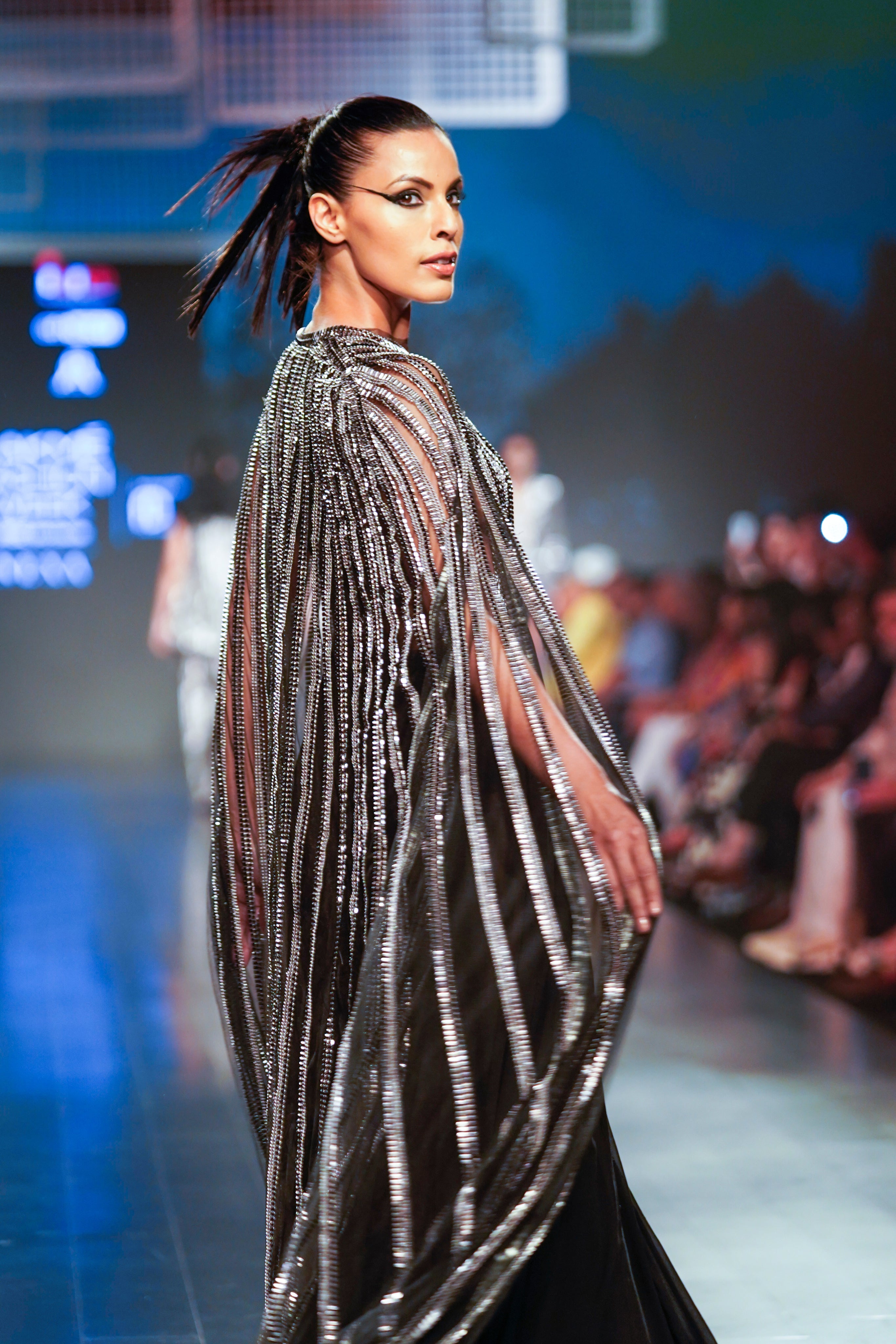 SCINTILLA RUFFLE GOWN 
AND SHOULDER CAPE SET