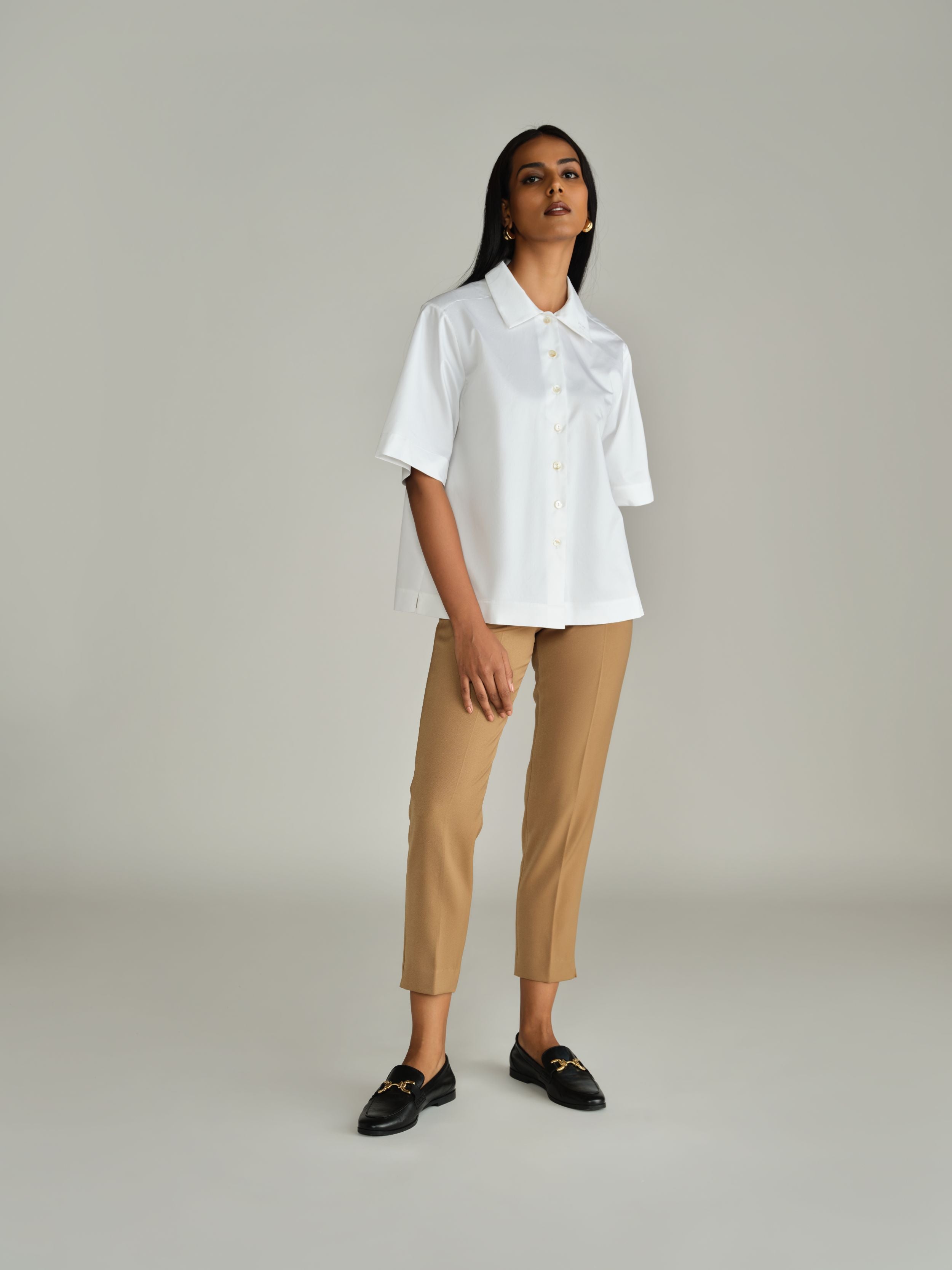 White Egyptian Cotton Bowling Shirt