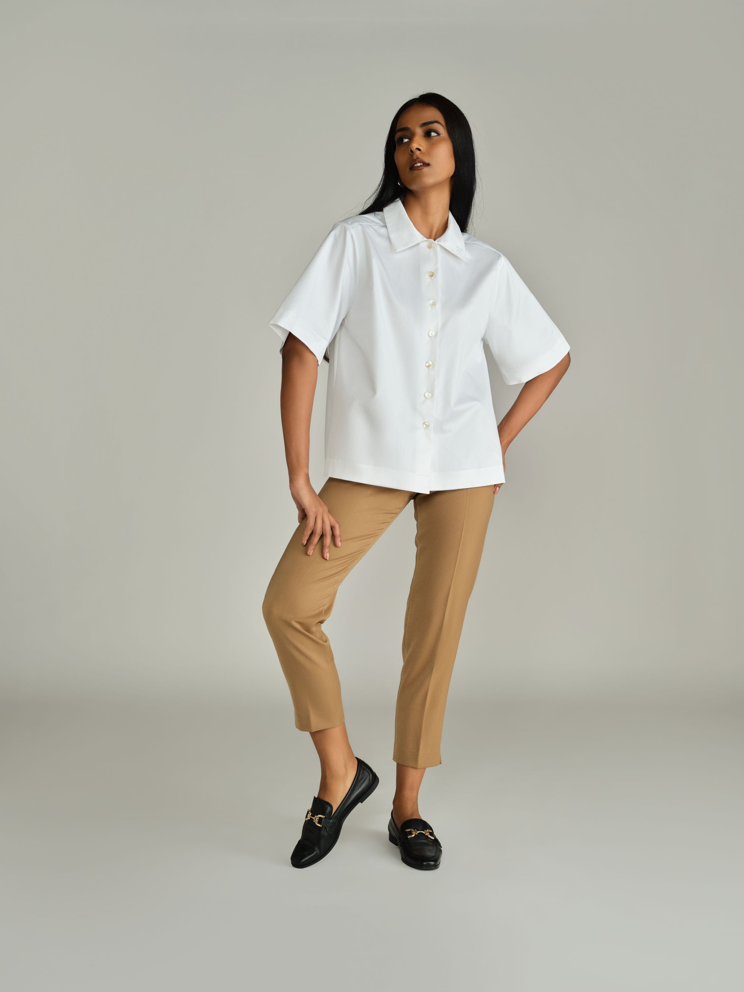 White Egyptian Cotton Bowling Shirt