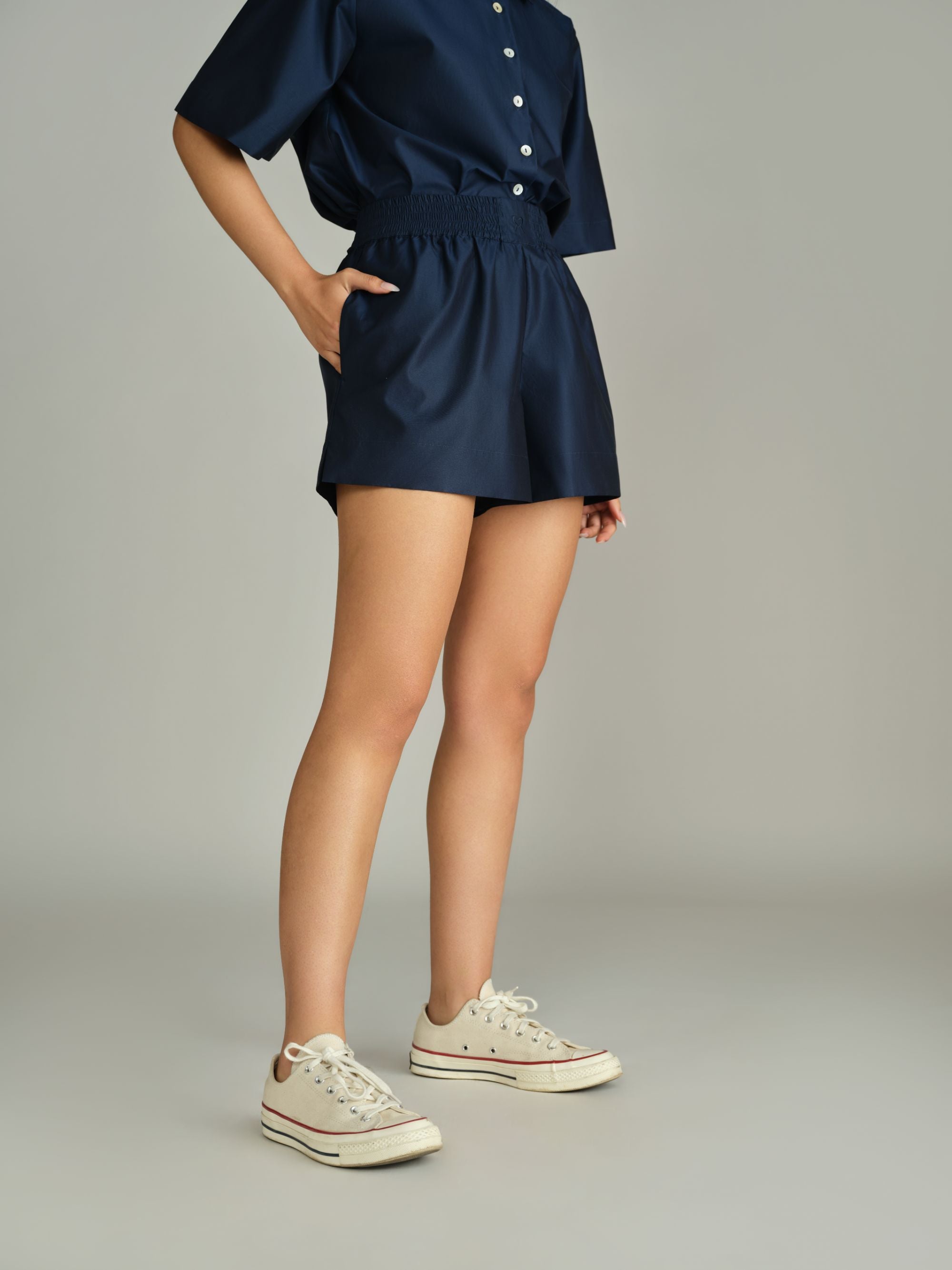 Navy Blue Egyptian Cotton Boxing Shorts