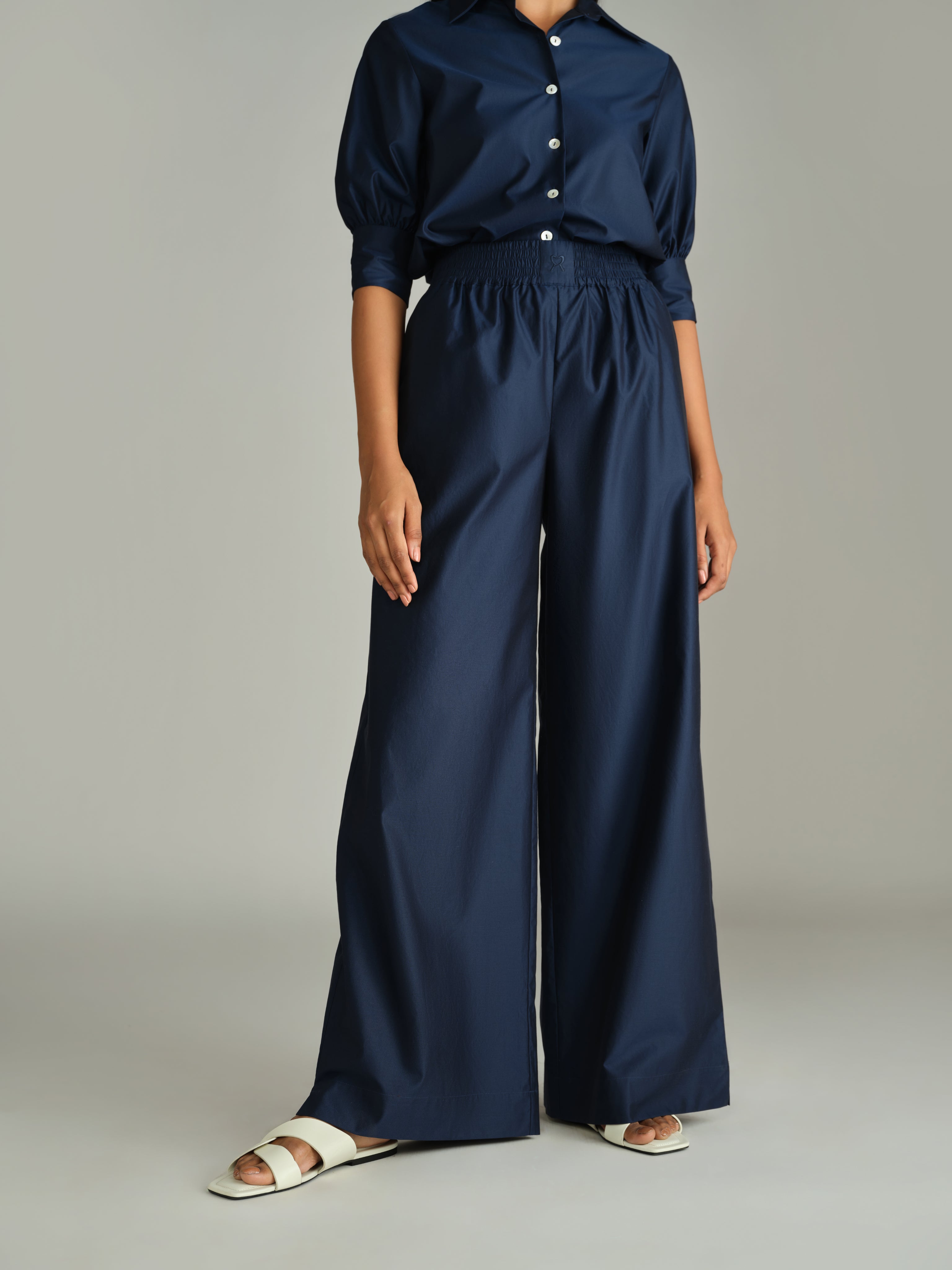 Navy Blue Egyptian Cotton Trousers
