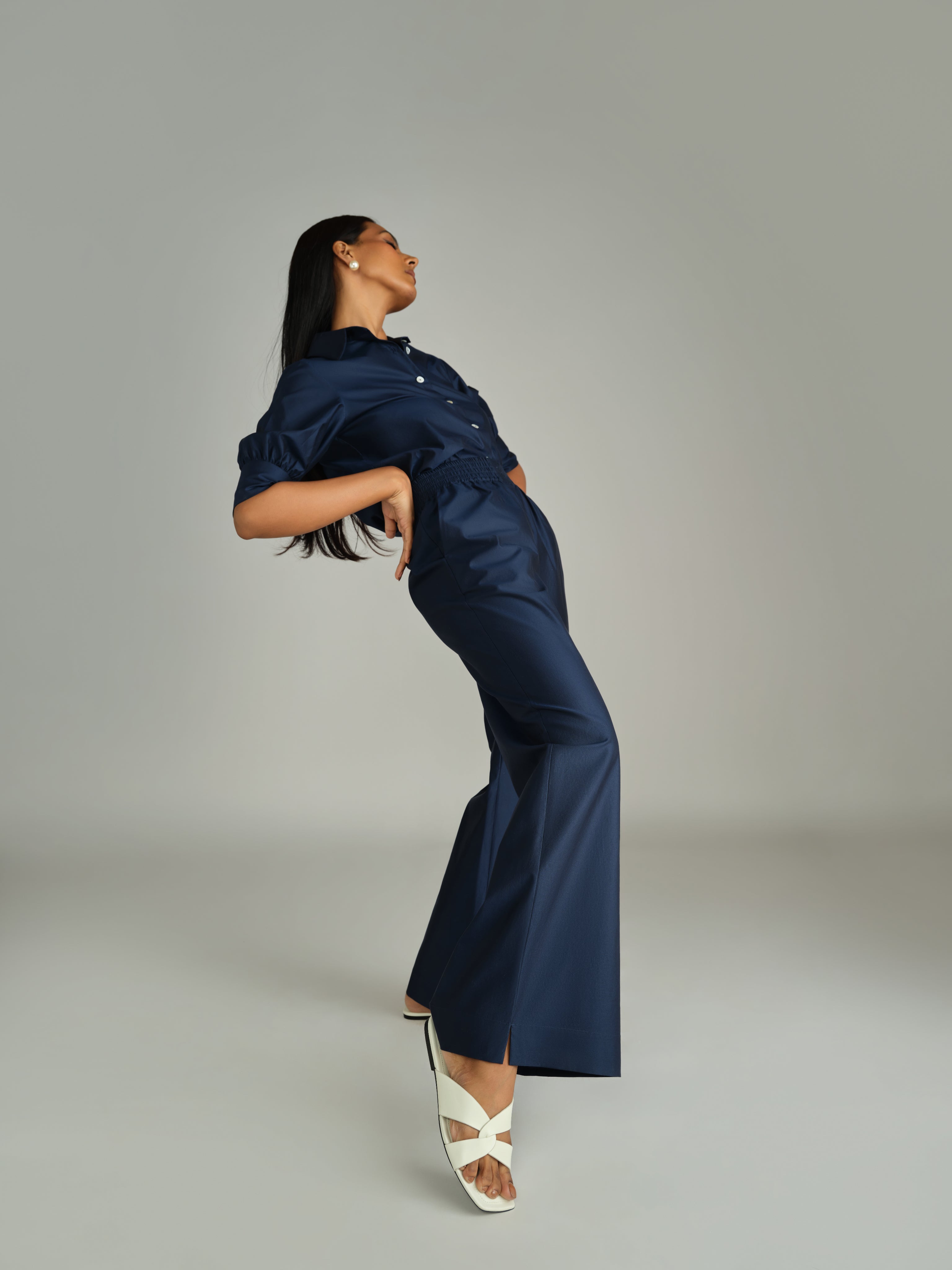 Navy Blue Egyptian Cotton Trousers