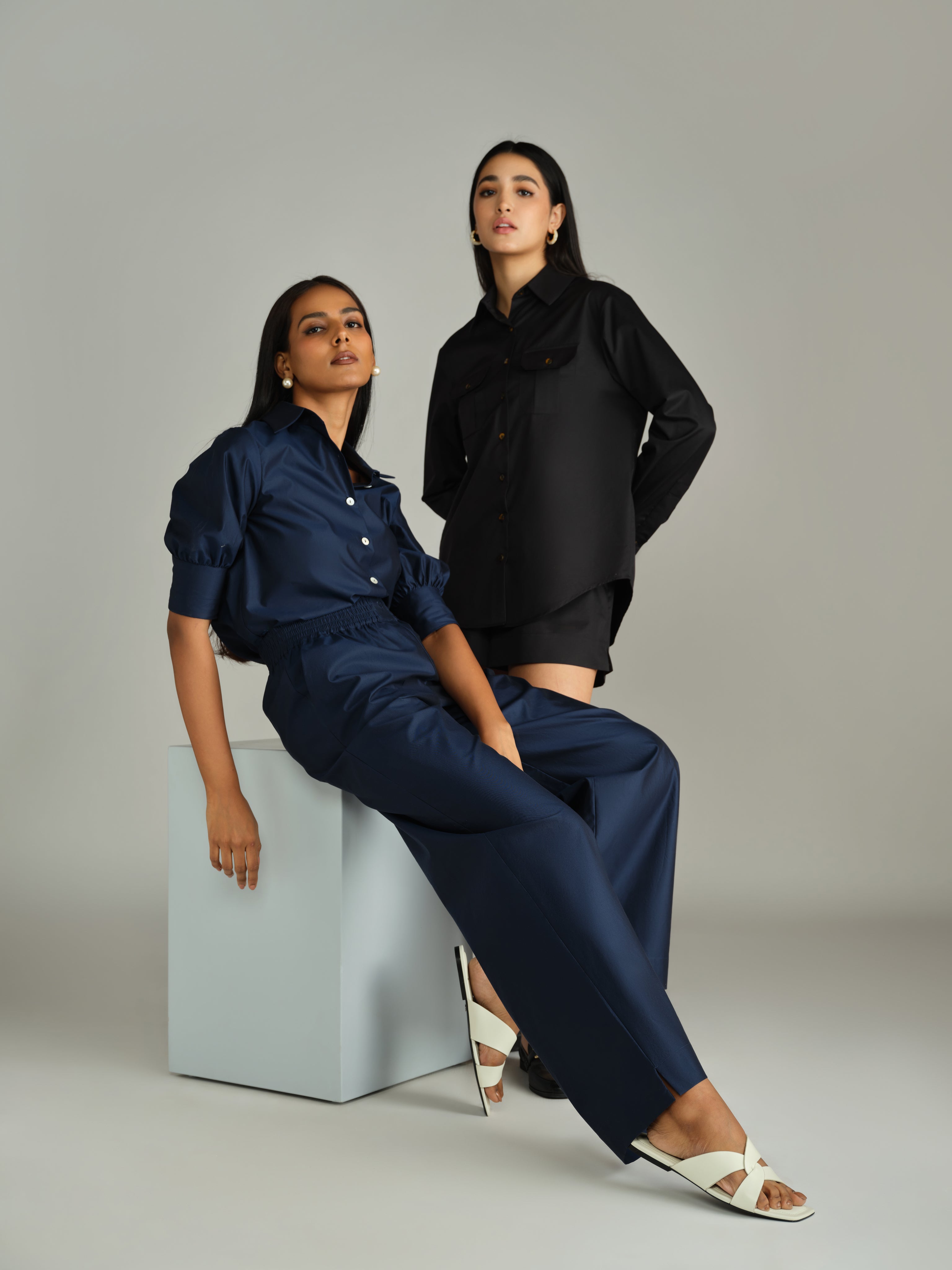 Navy Blue Egyptian Cotton Trousers