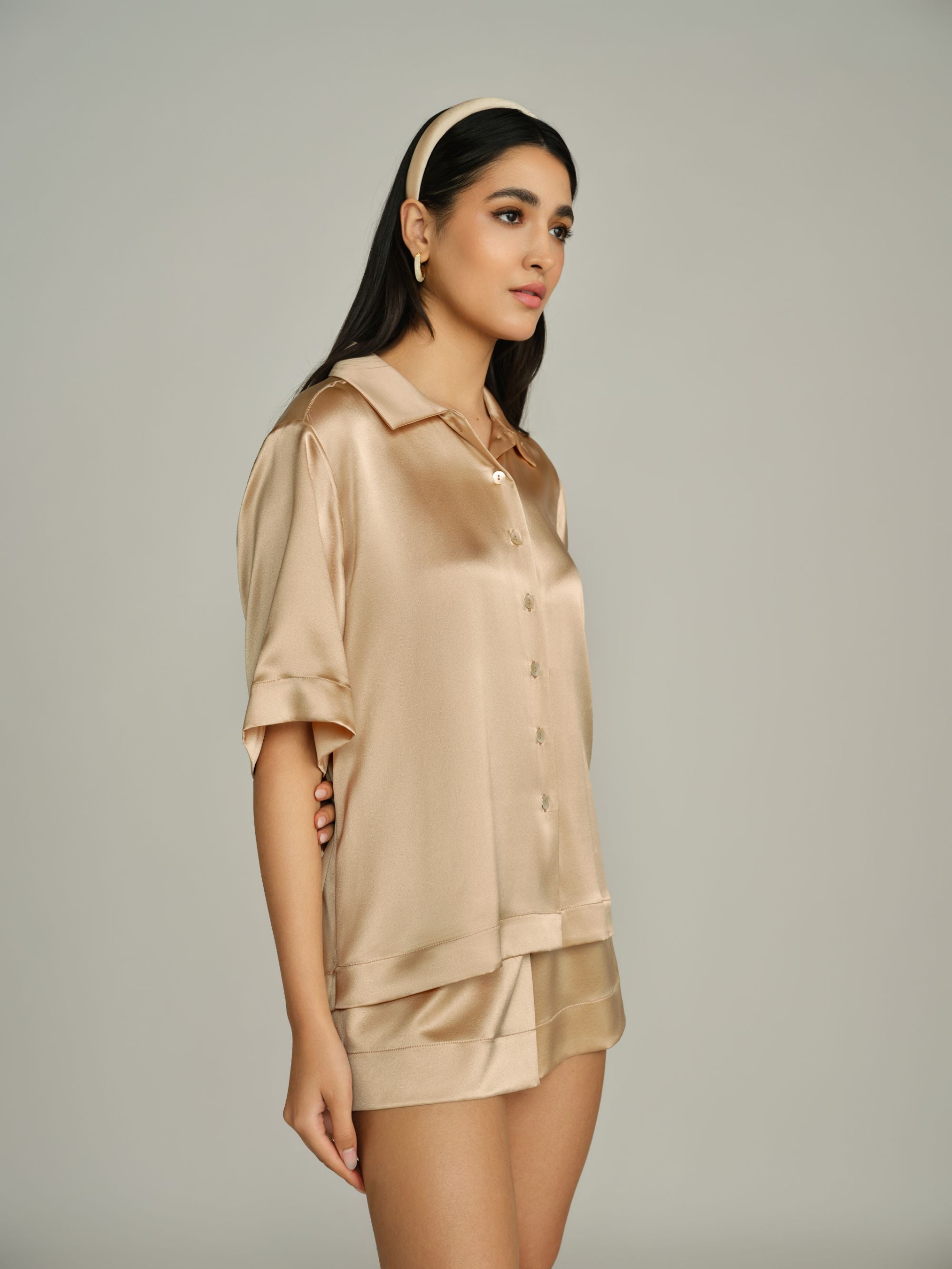Champagne Silk Bowling Shirt