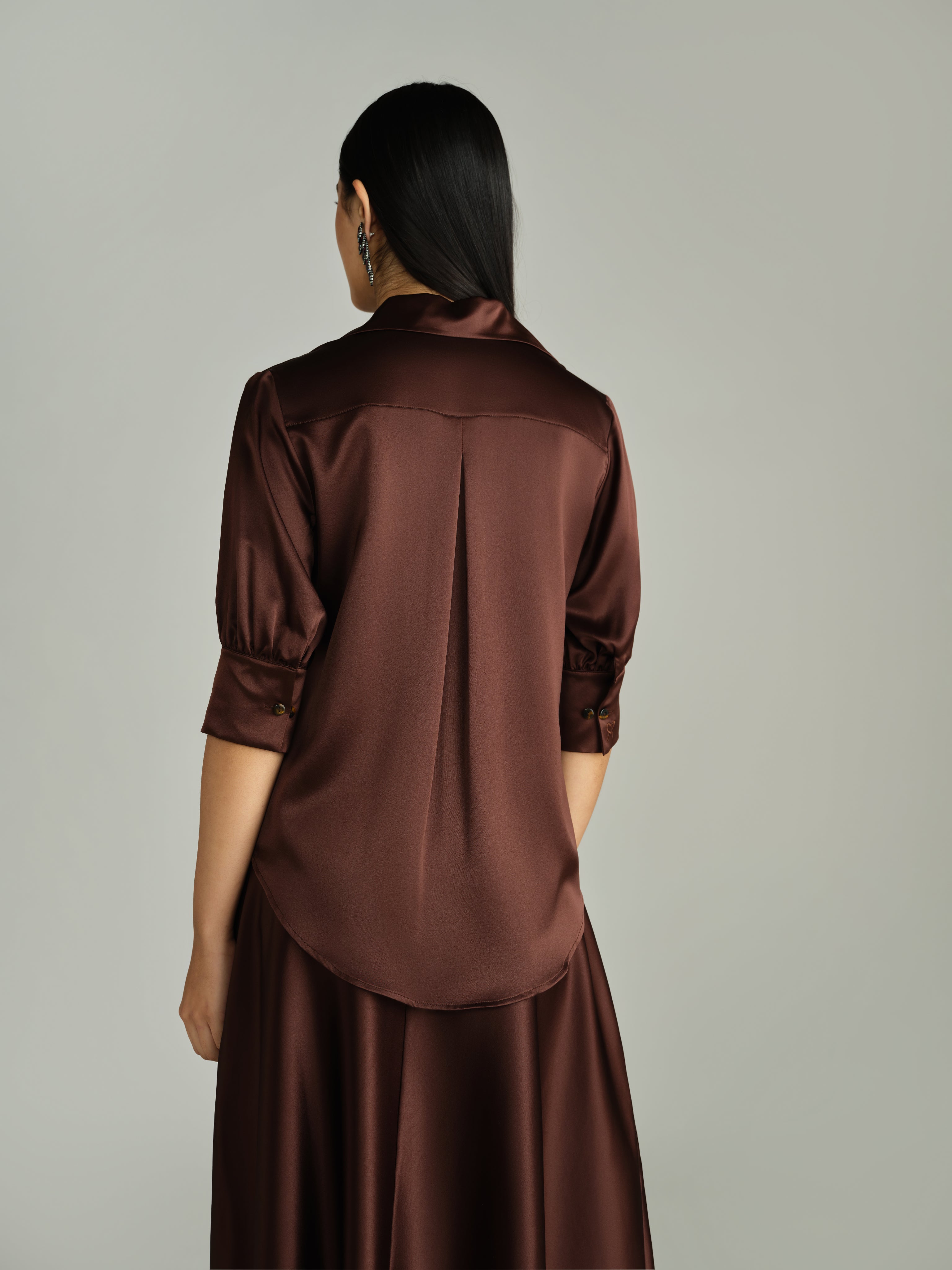Espresso Silk Short-Sleeved Shirt