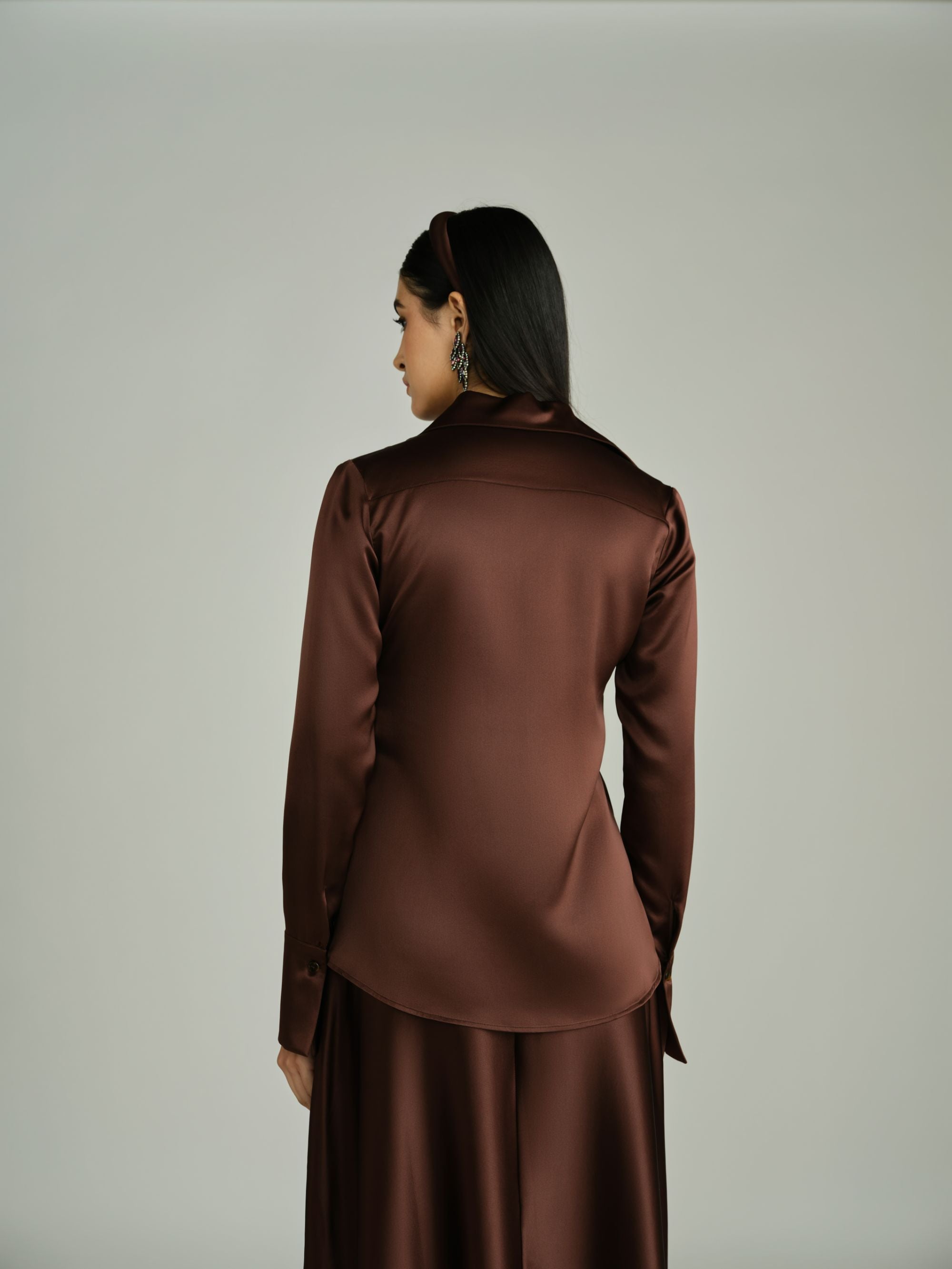 Espresso Silk Long-Sleeved Shirt