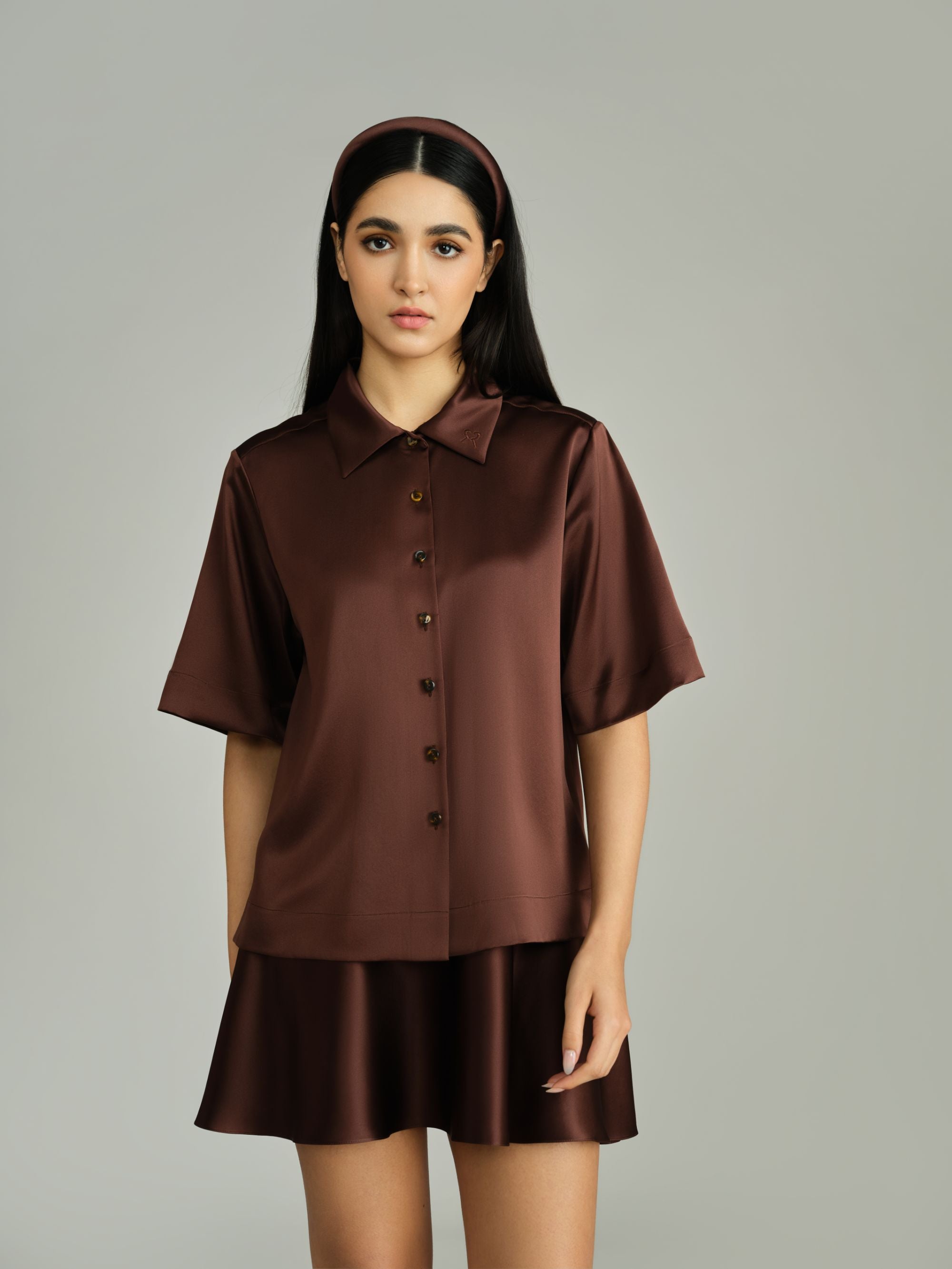 Espresso Silk Bowling Shirt