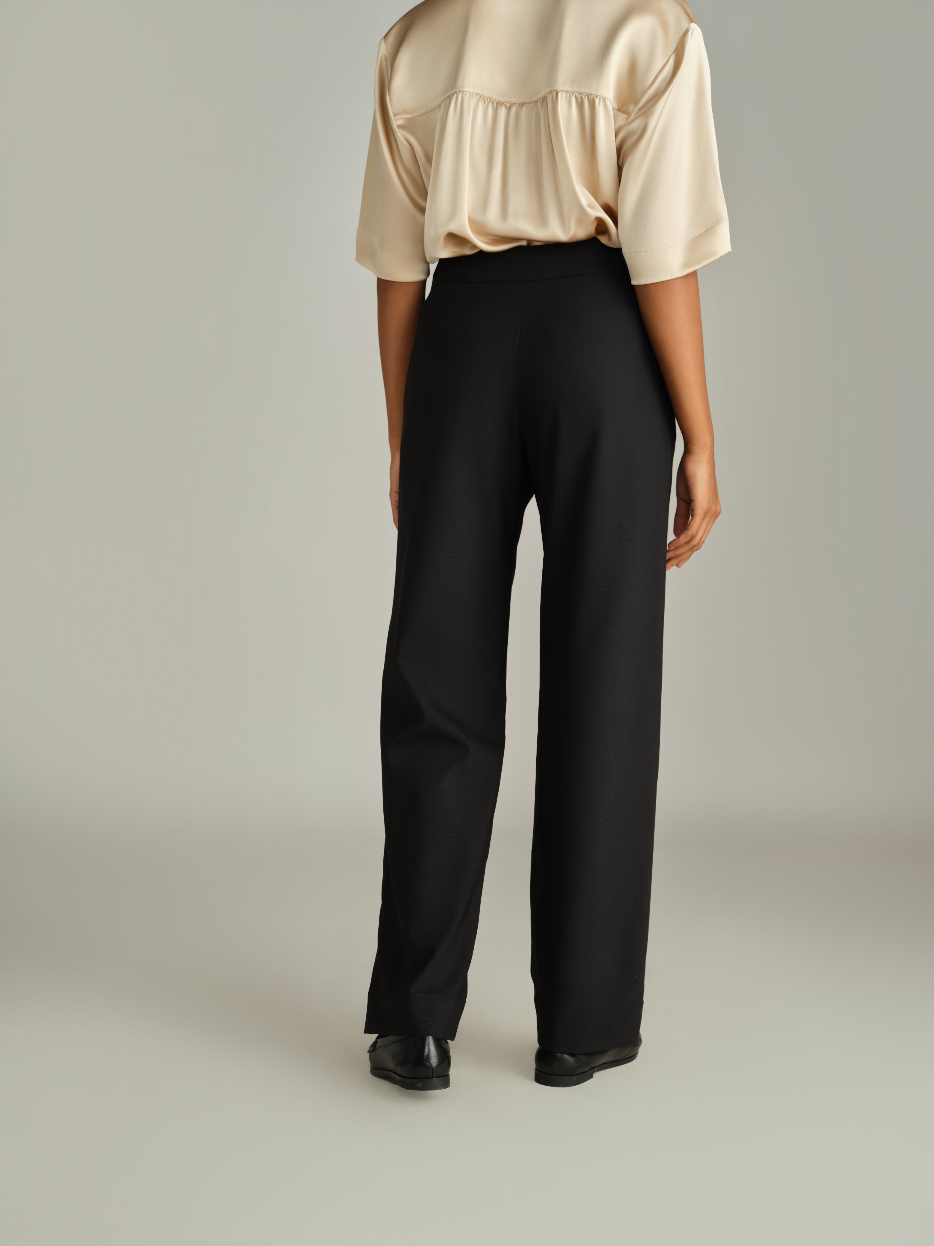 Black Suiting Pleated Trousers