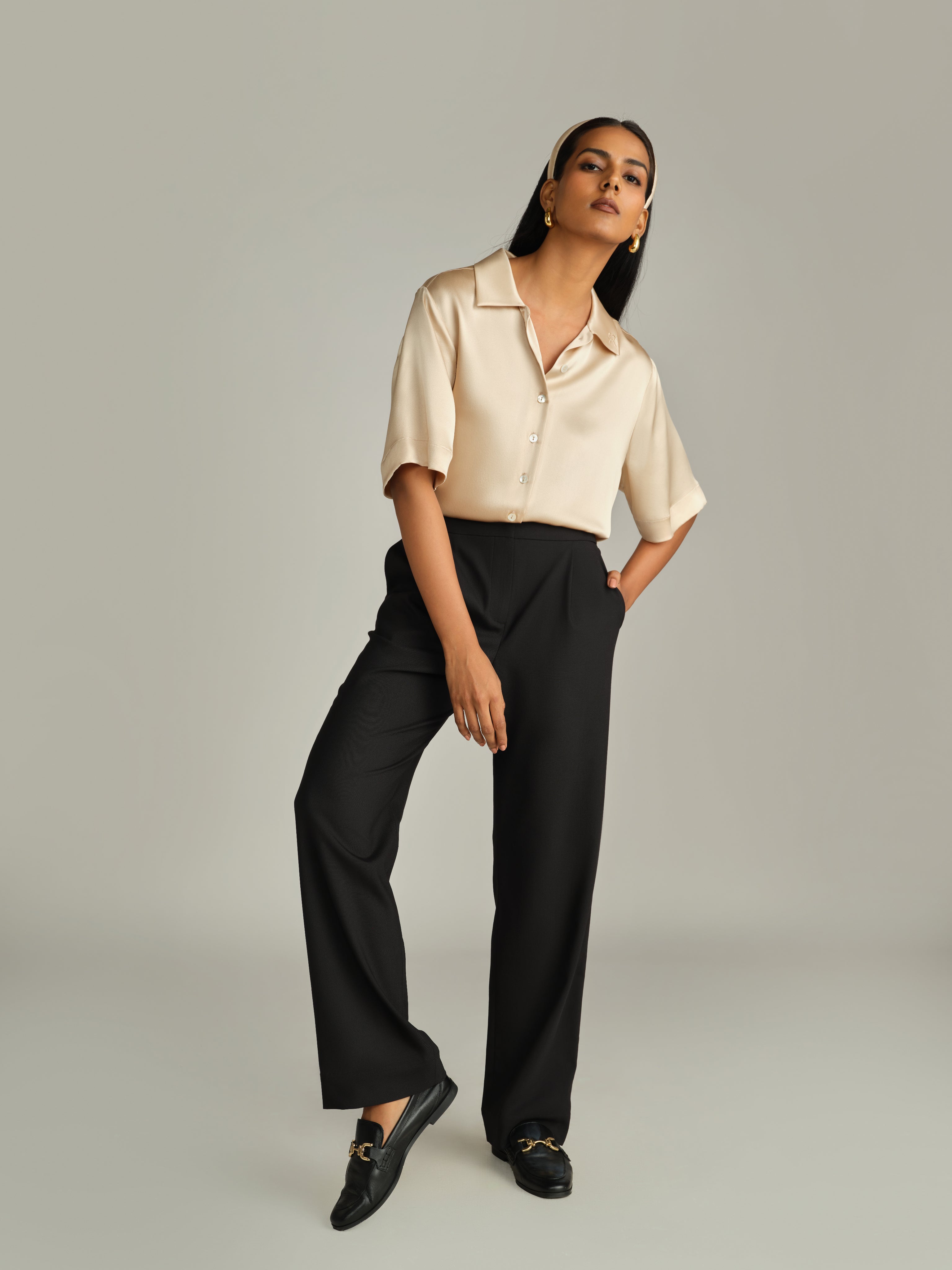 Black Suiting Pleated Trousers