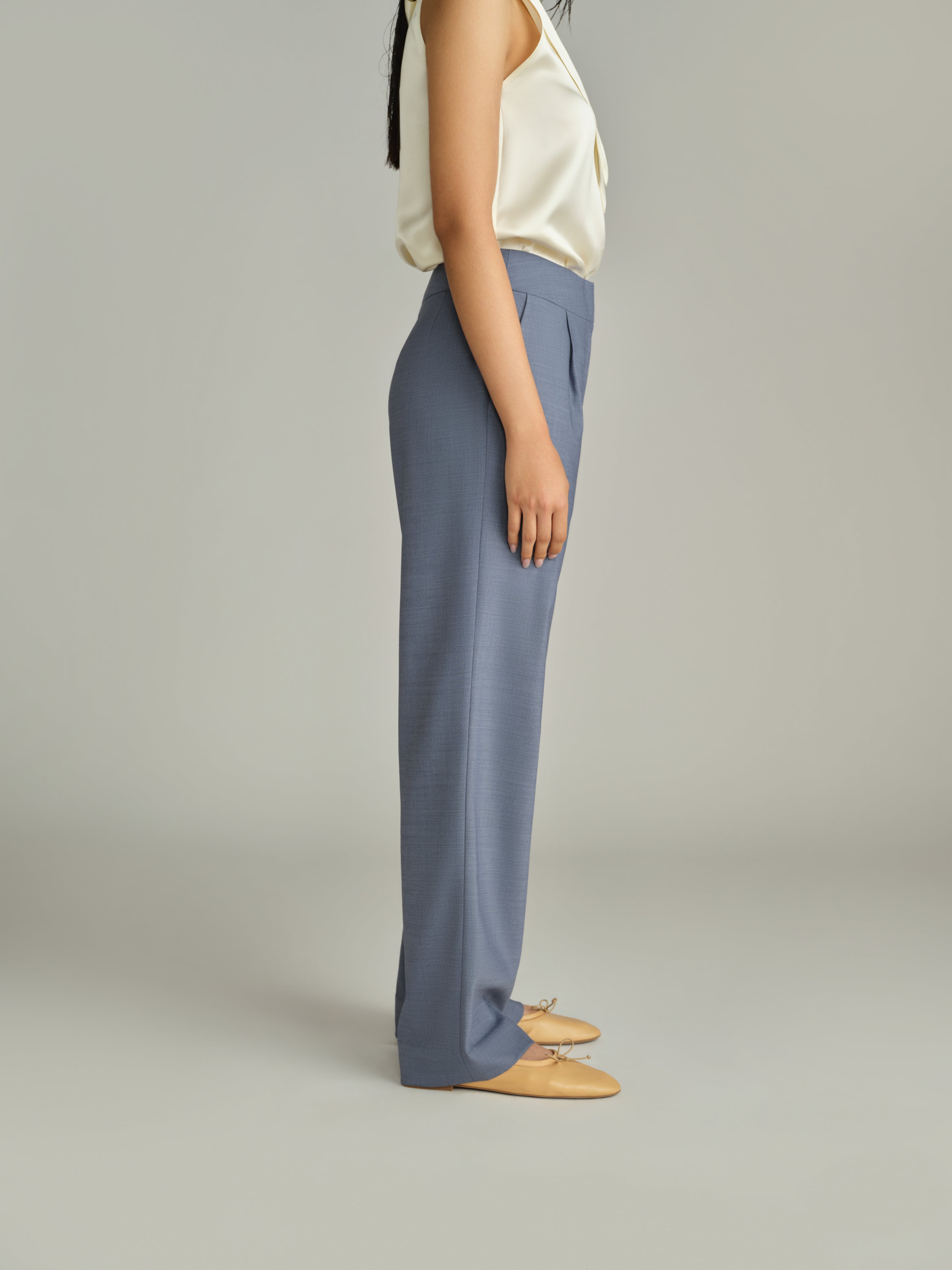 Blue Suiting Pleated Trousers