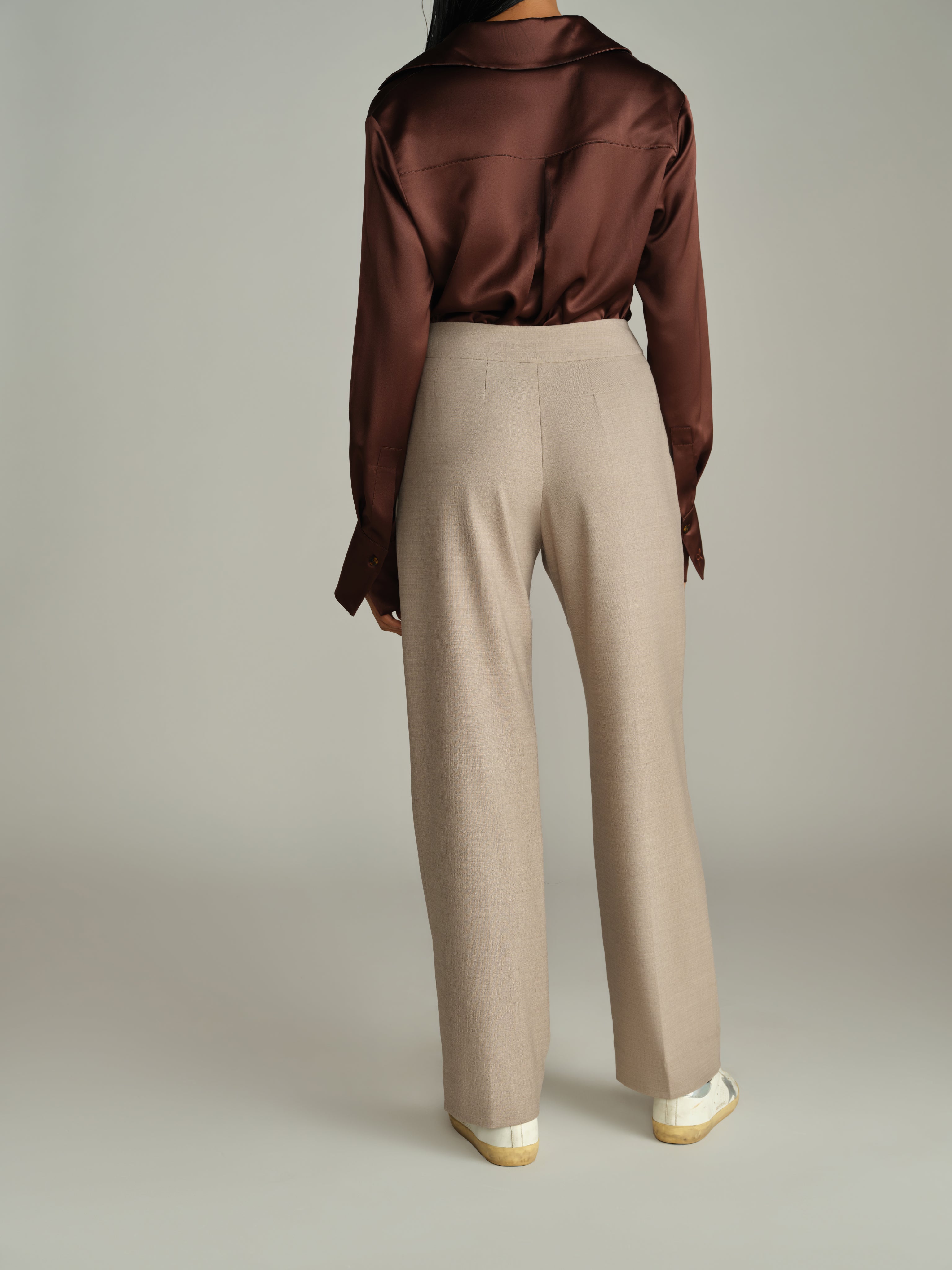 Tobacco Suiting Pleated Trousers