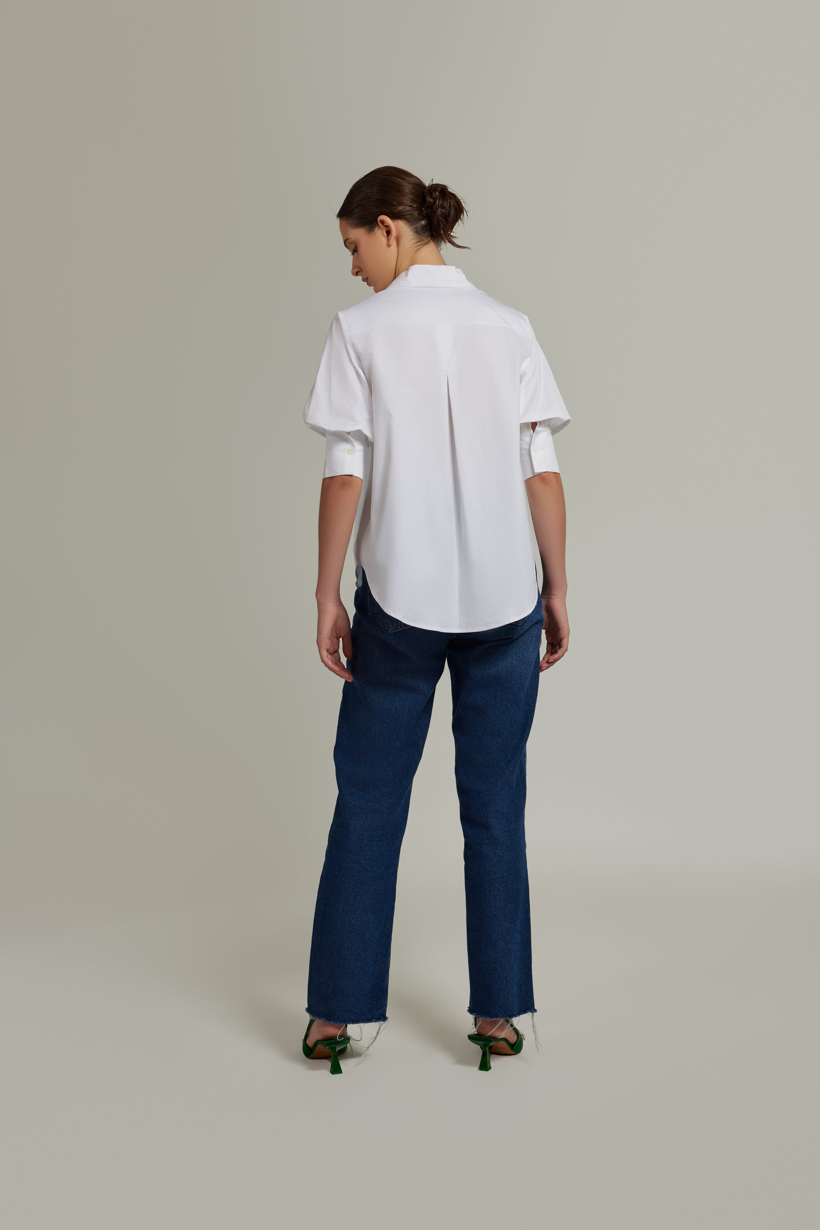 White Egyptian Cotton 
 Short-Sleeved Shirt
