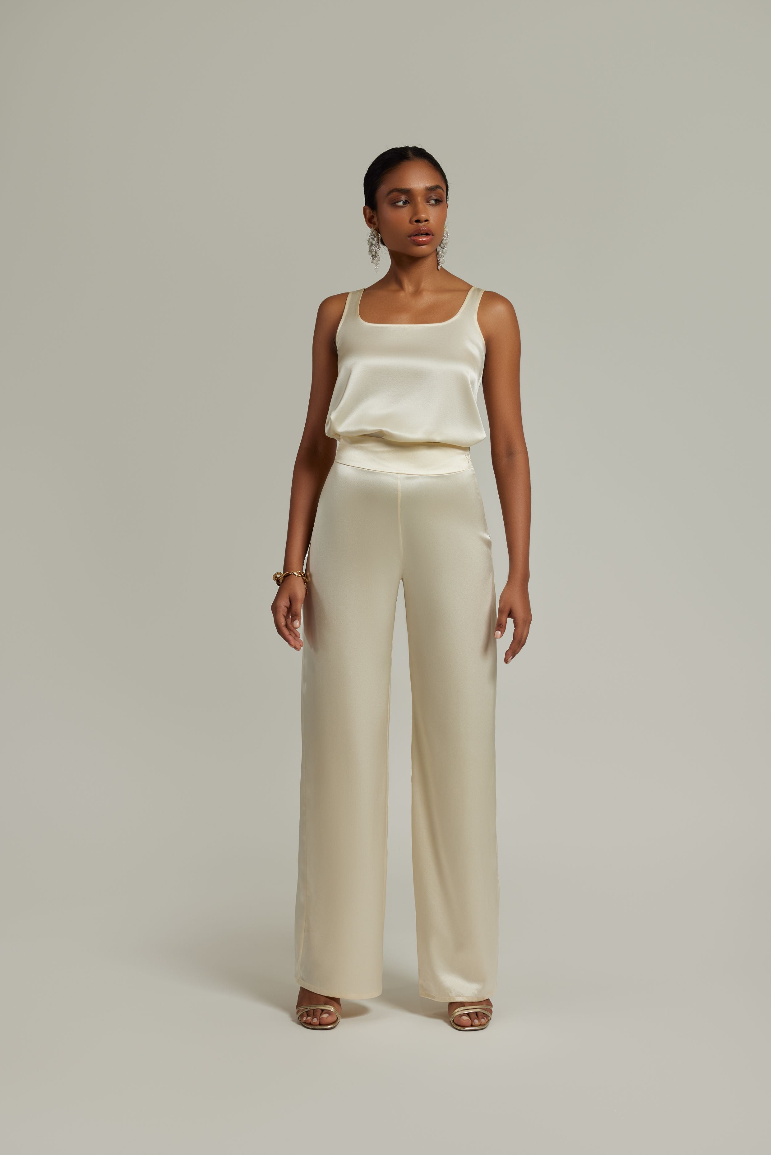 Cream Silk Trousers