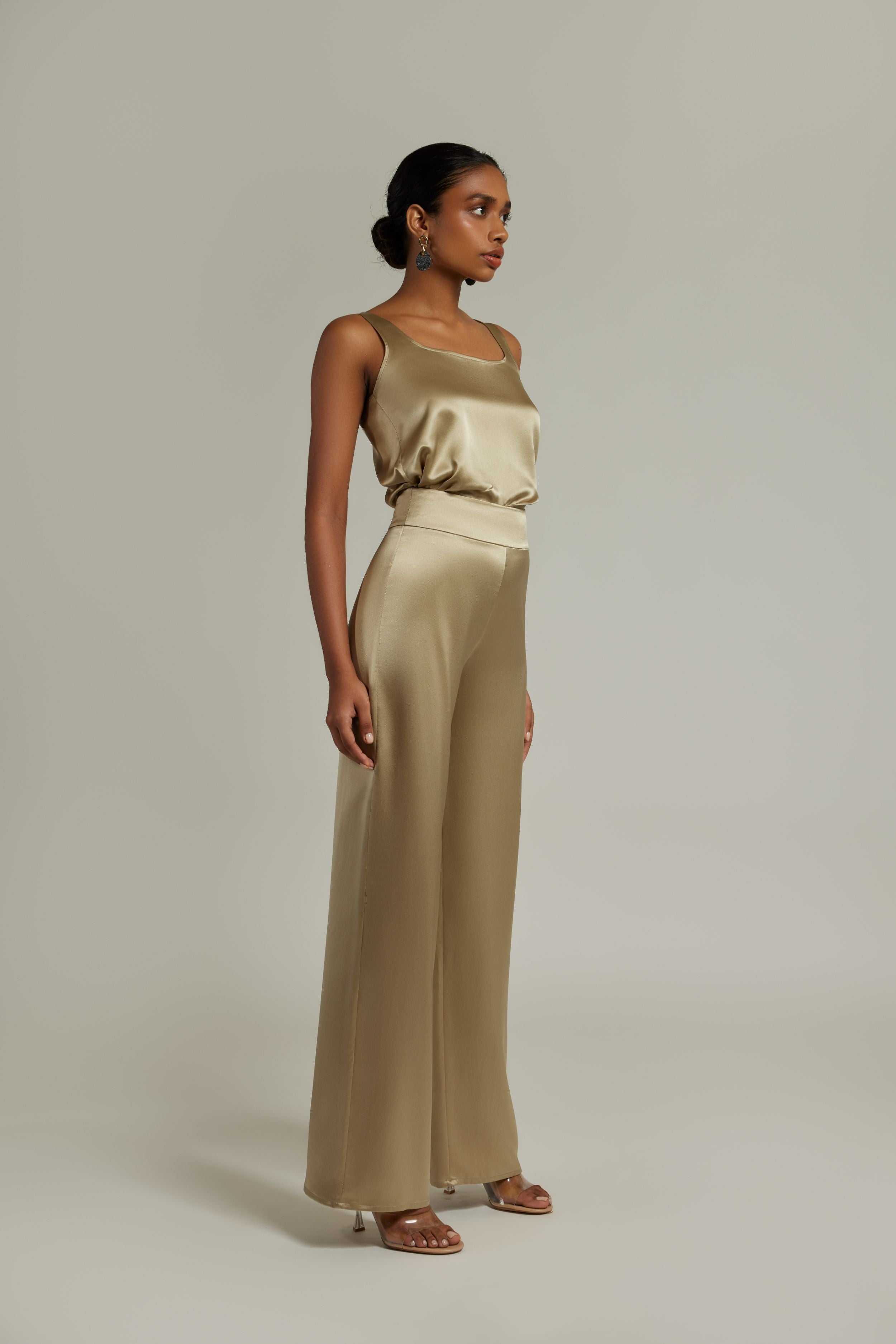 Olive Silk Trousers