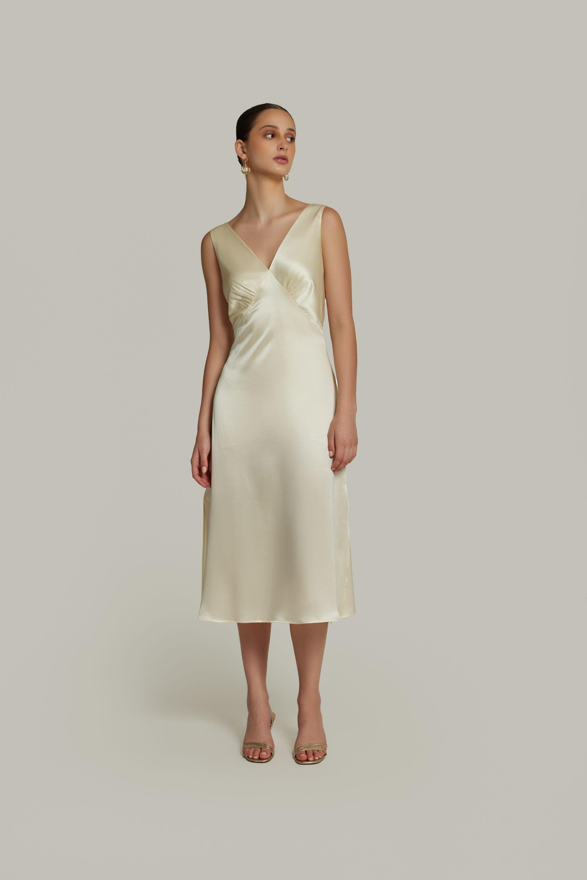 Cream Silk Slip Dress