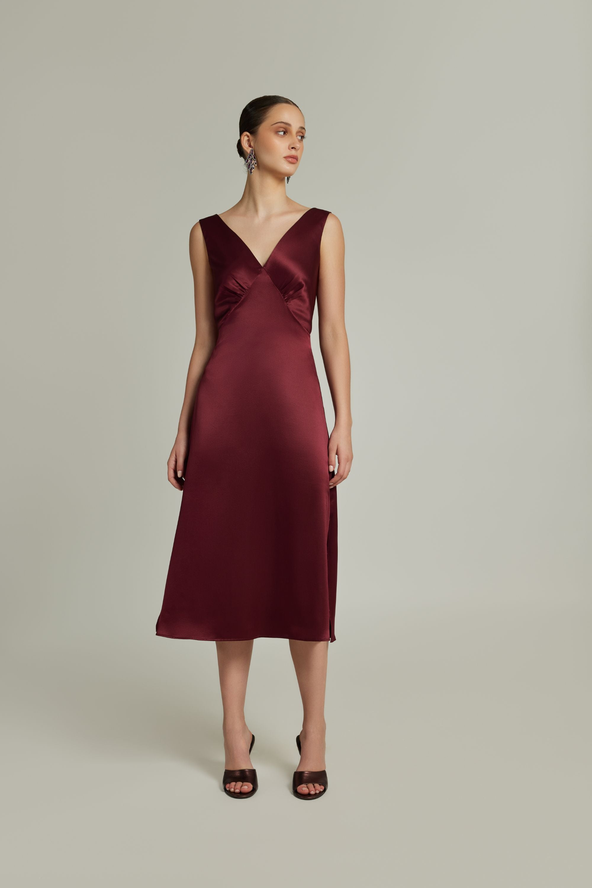 Burgundy Silk Slip Dress
