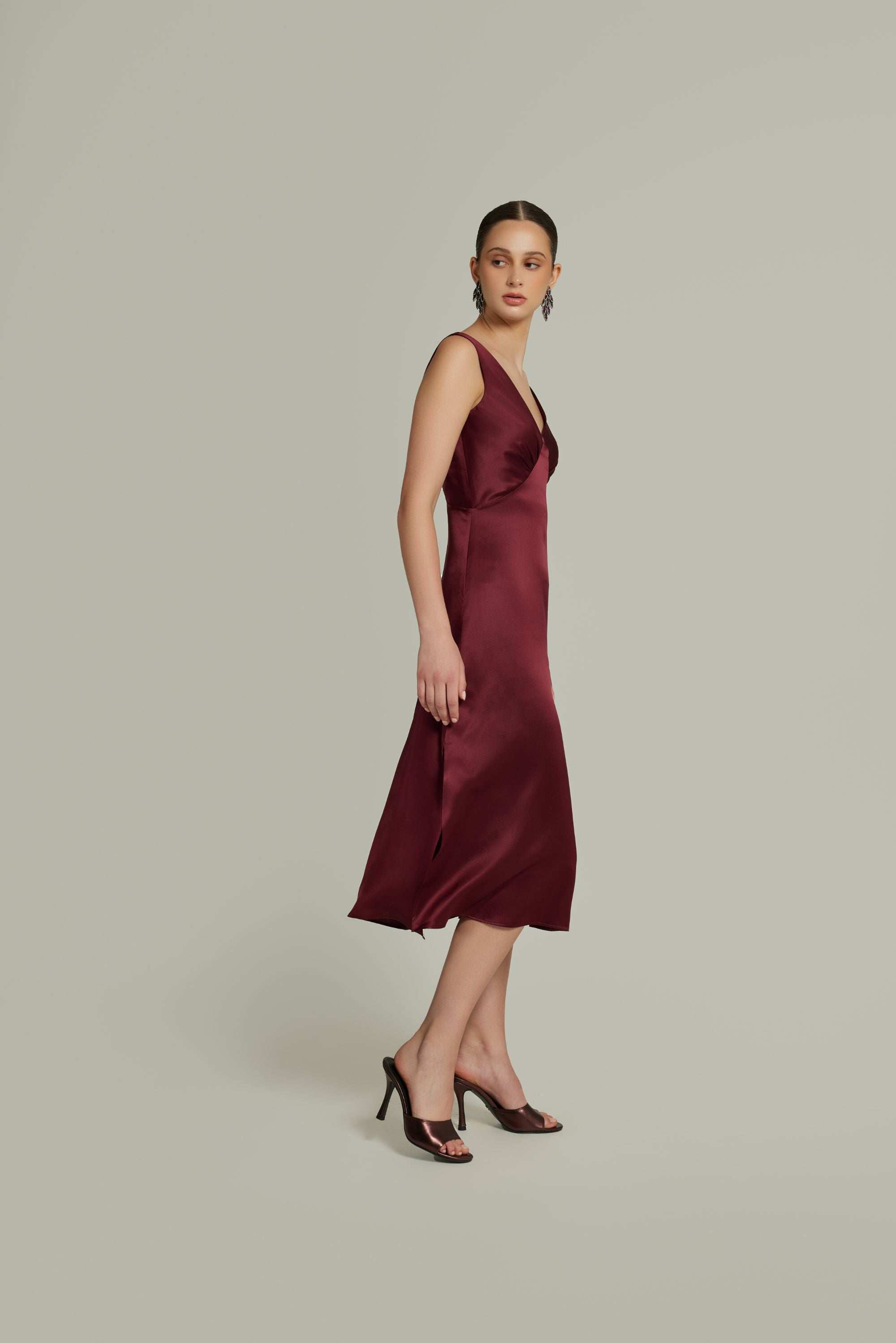 Burgundy Silk Slip Dress