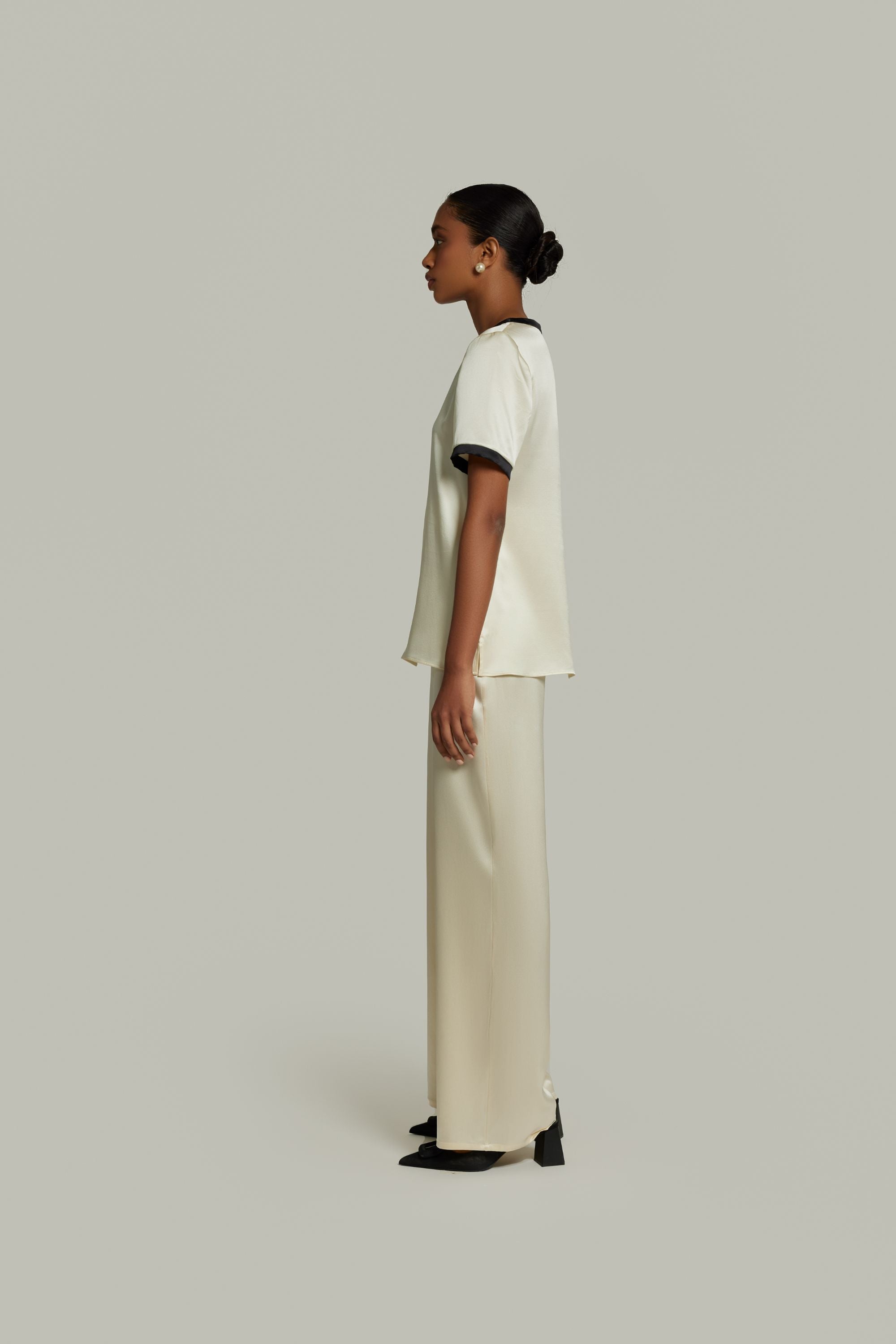 Cream Silk T-Shirt