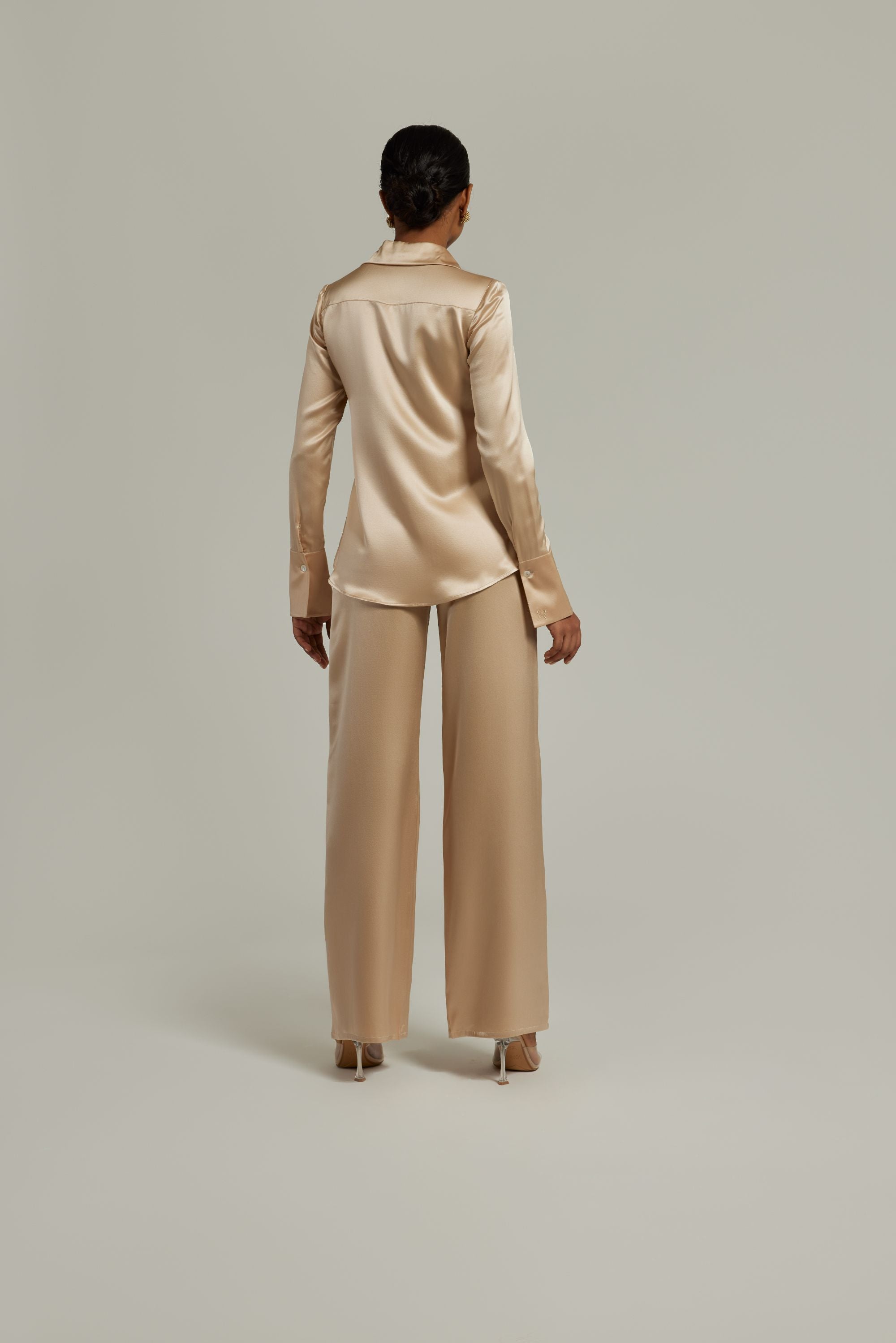Champagne Silk 
Long-Sleeved Shirt