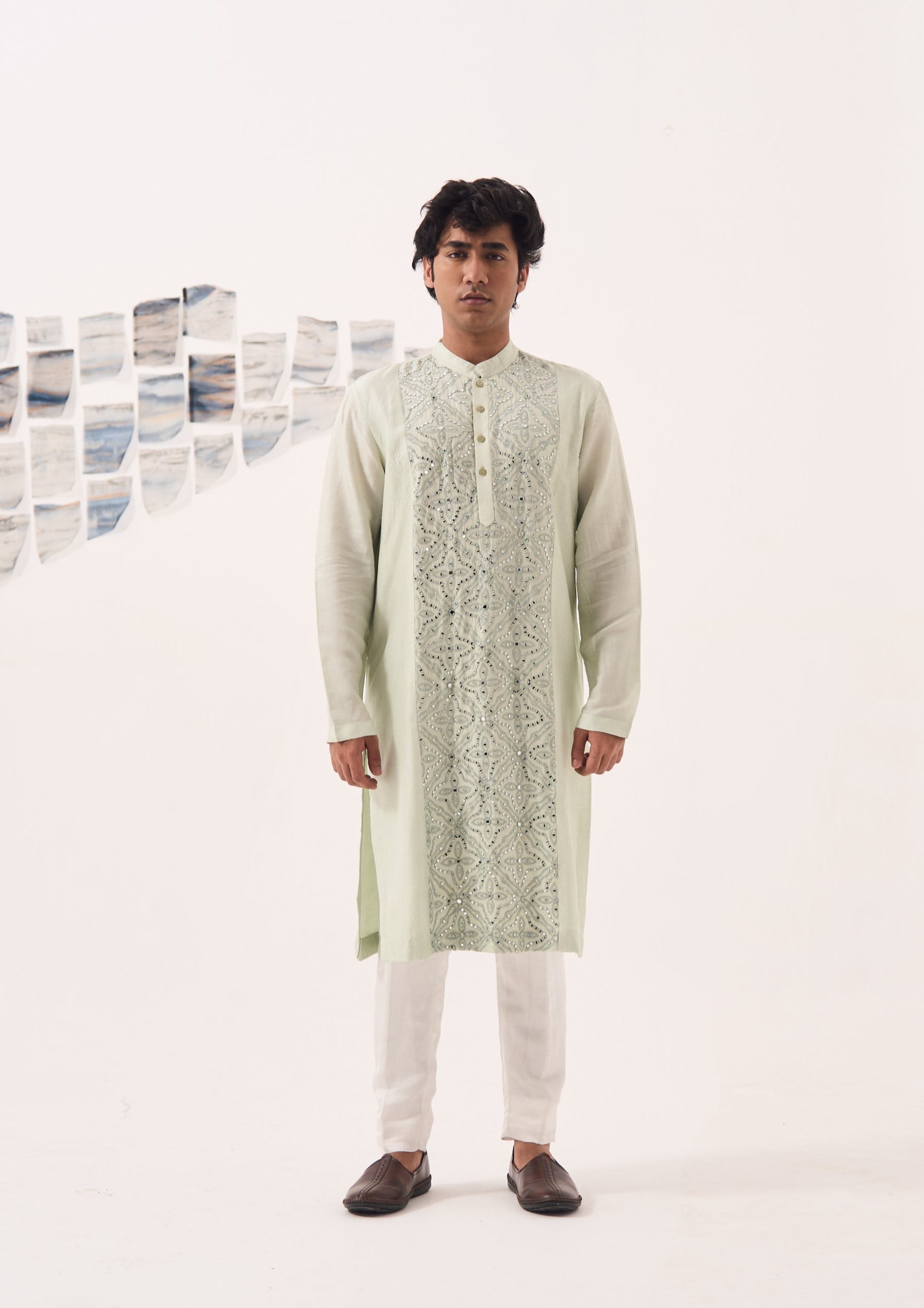 Festive Green Mirror Work Kurta Set