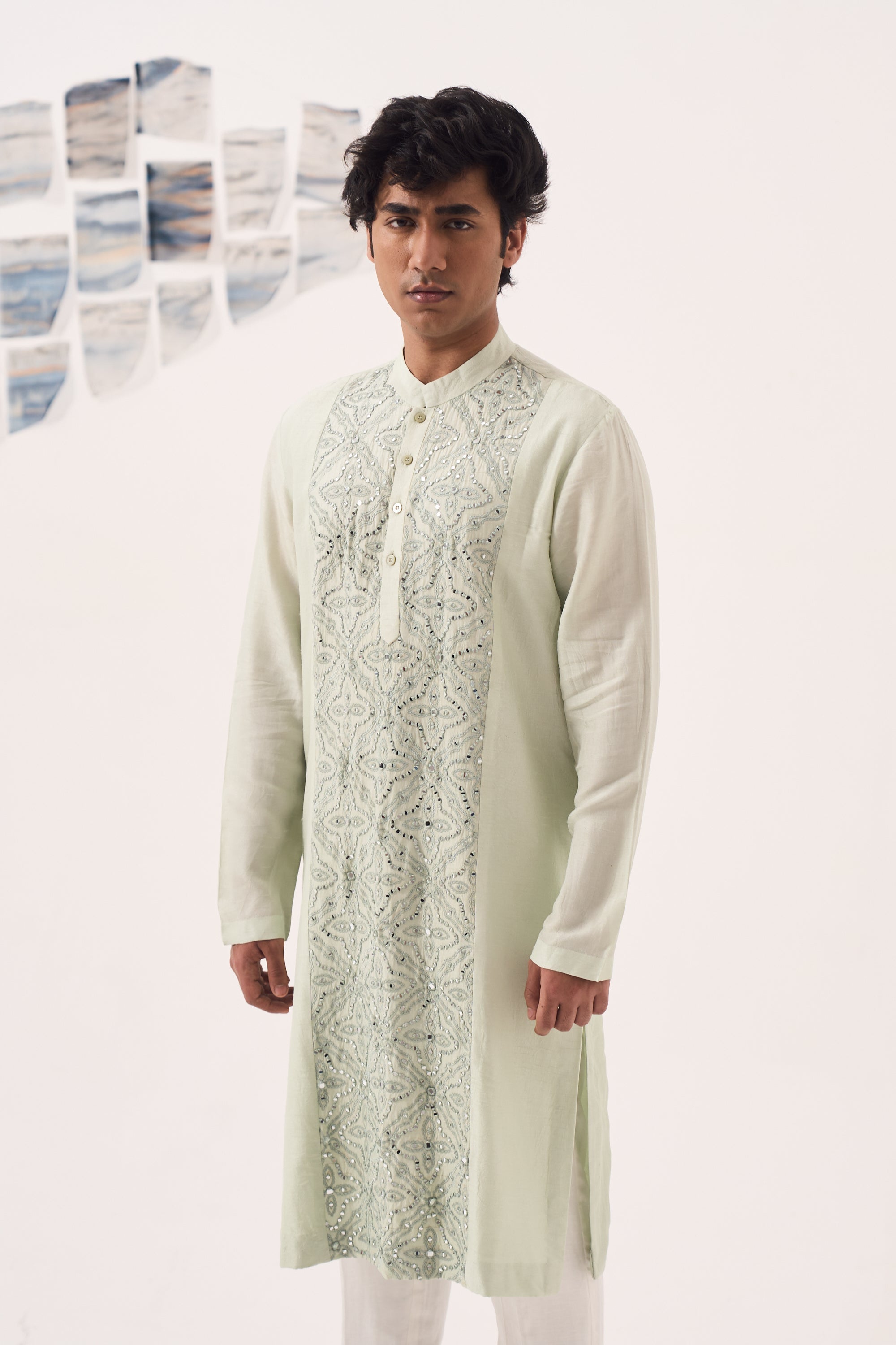 Festive Green Mirror Work Kurta Set