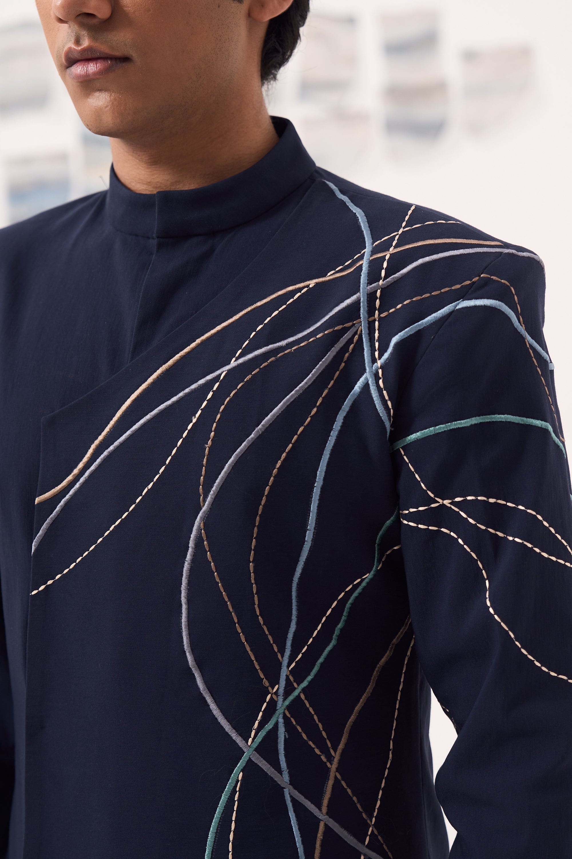 Navy Blue Bandgala Set