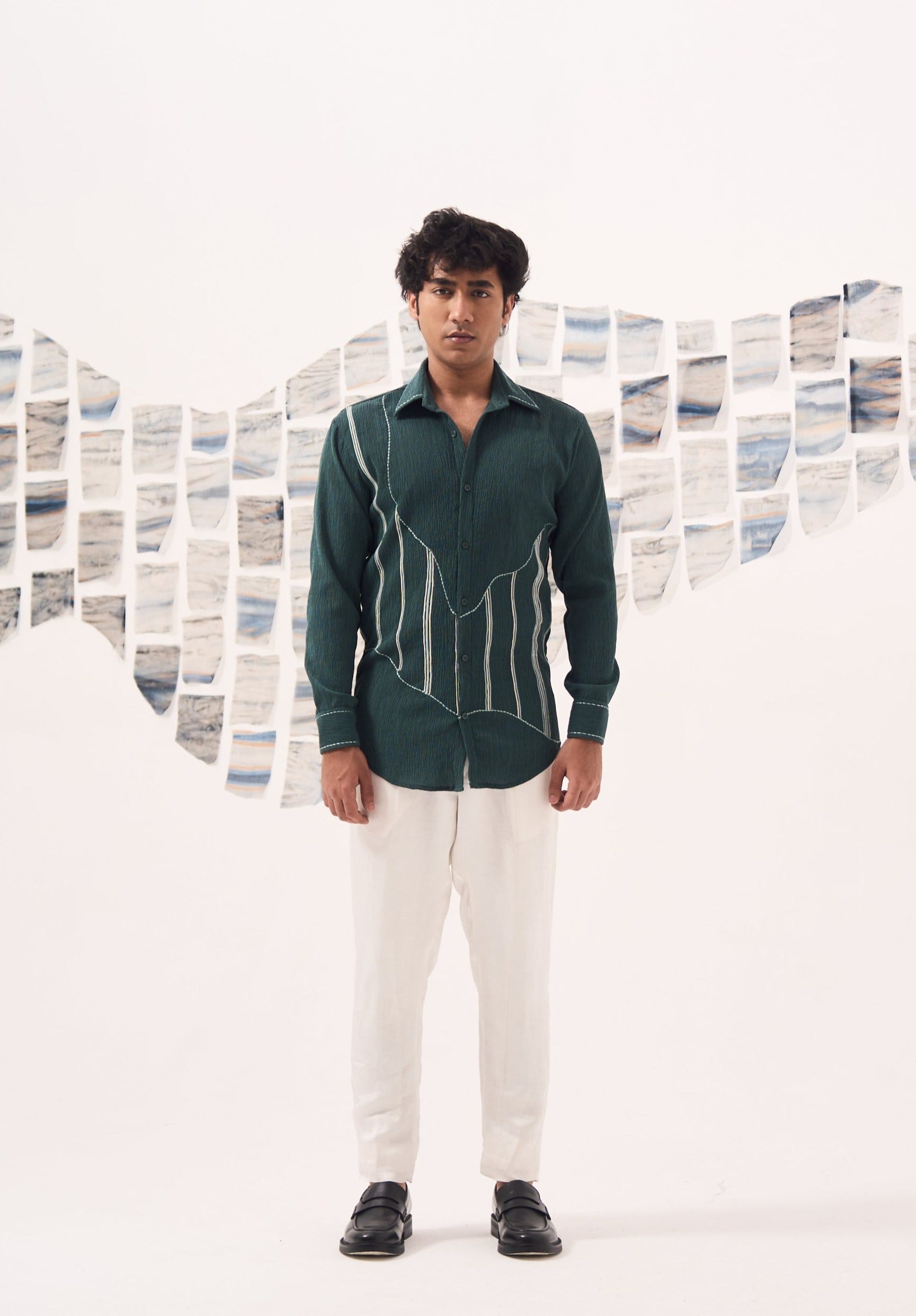Crush Cotton Shirt-Green