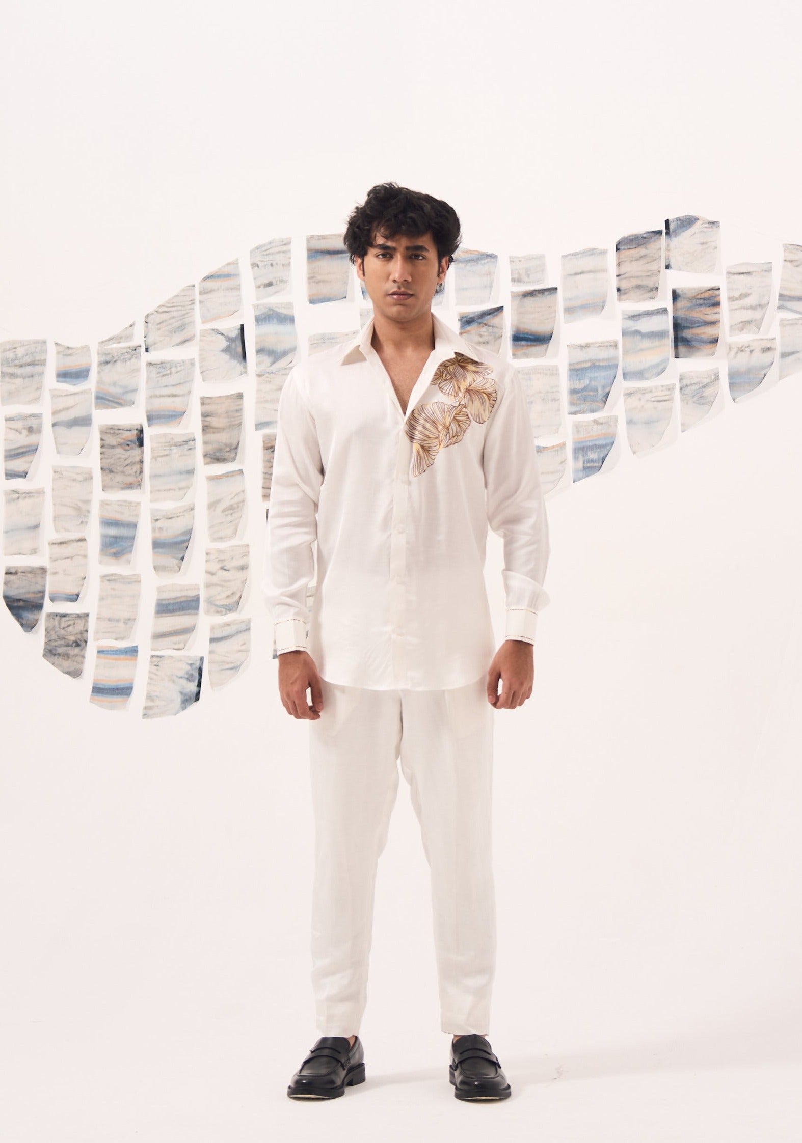 White Rayon Motif- Brown