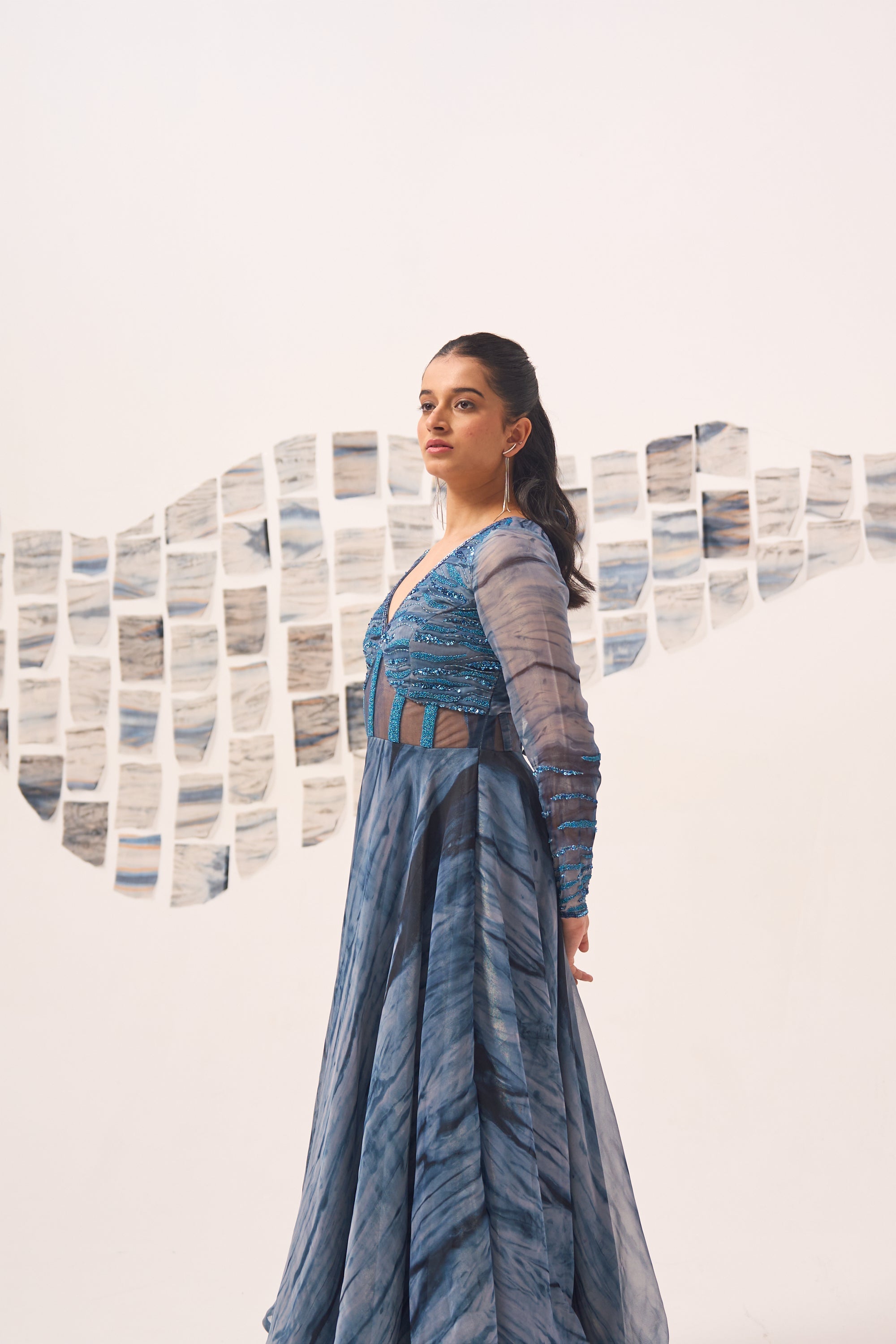 Blue Embroidered Corset Anarkali