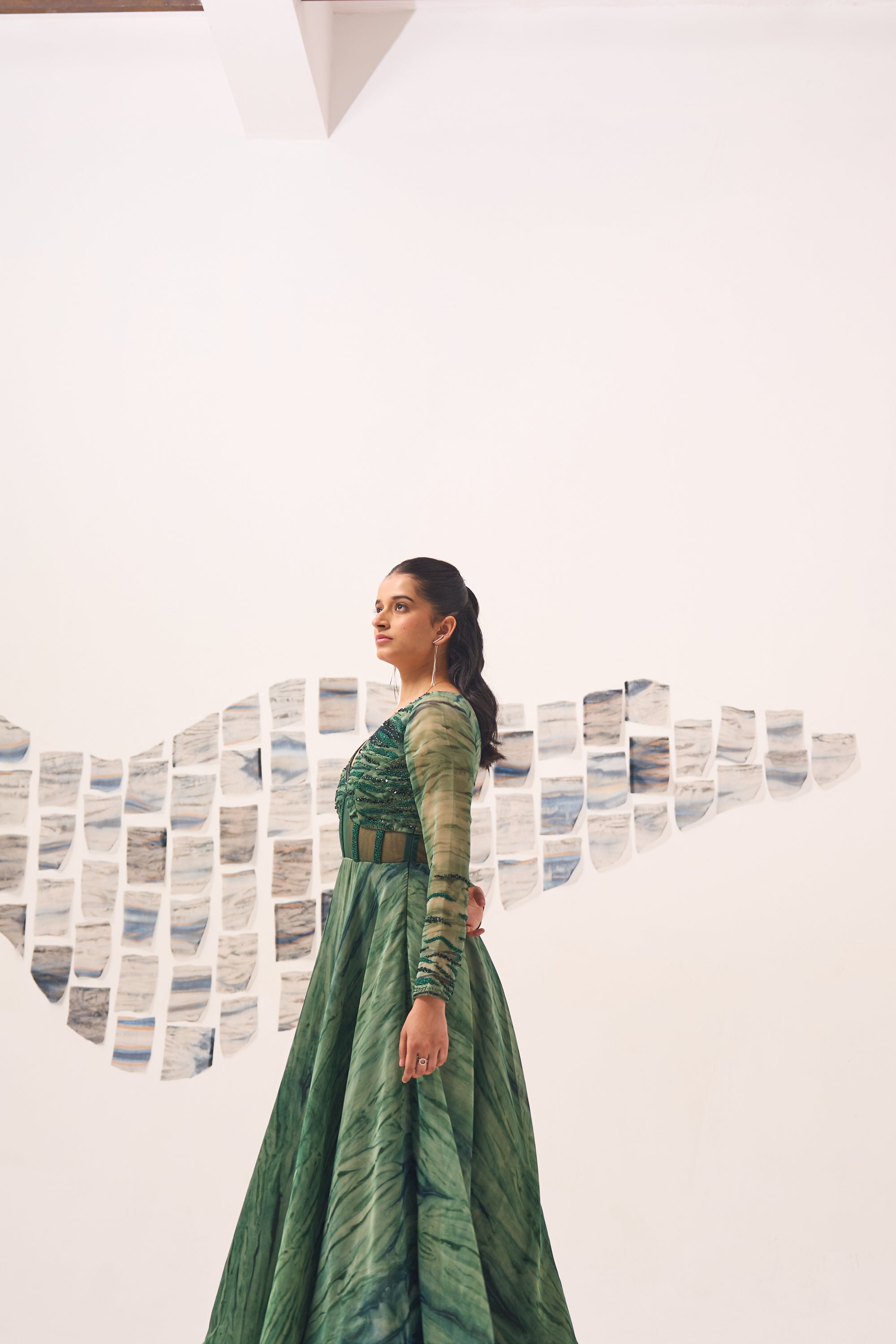 Green Embroidered Corset Anarkali