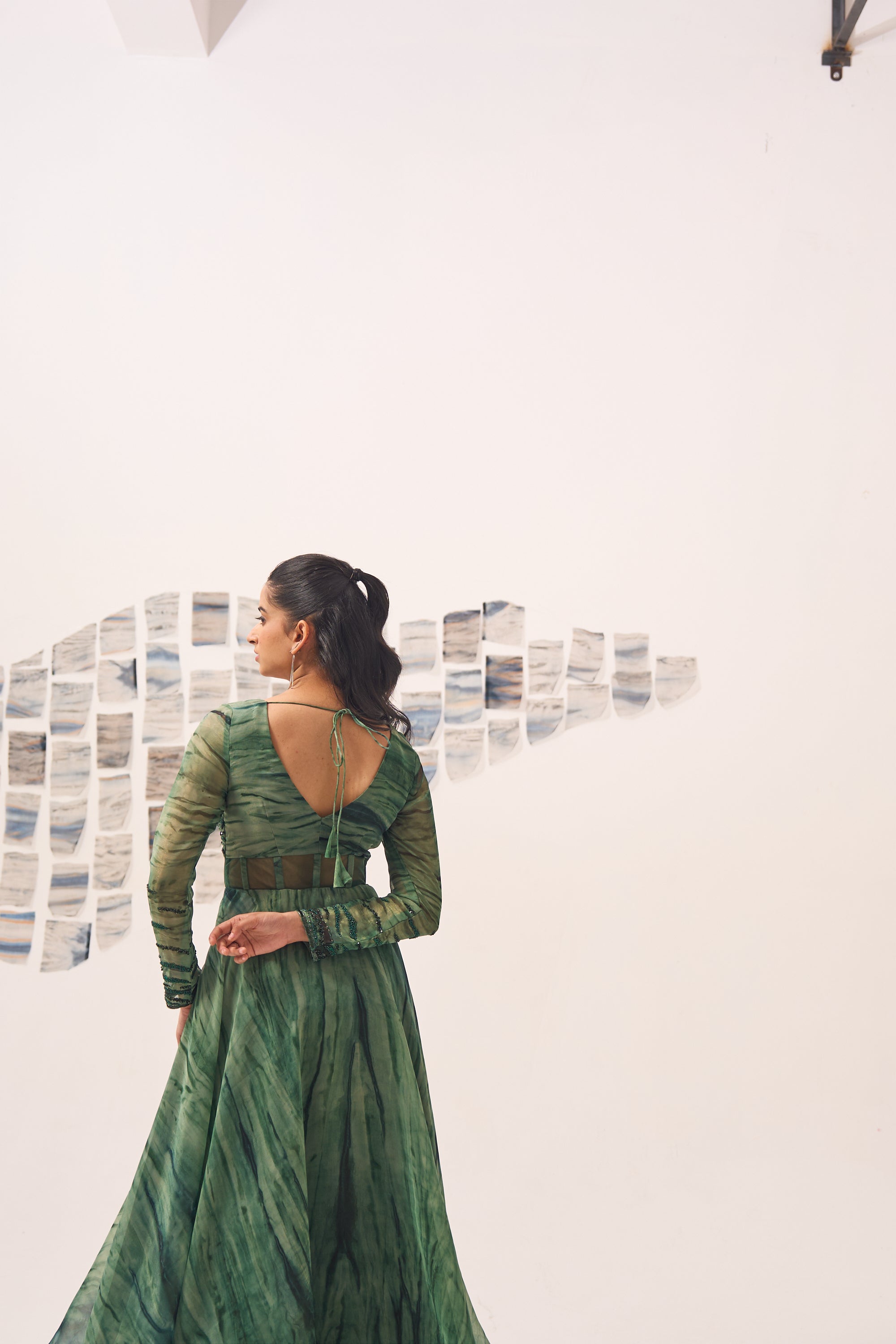 Green Embroidered Corset Anarkali