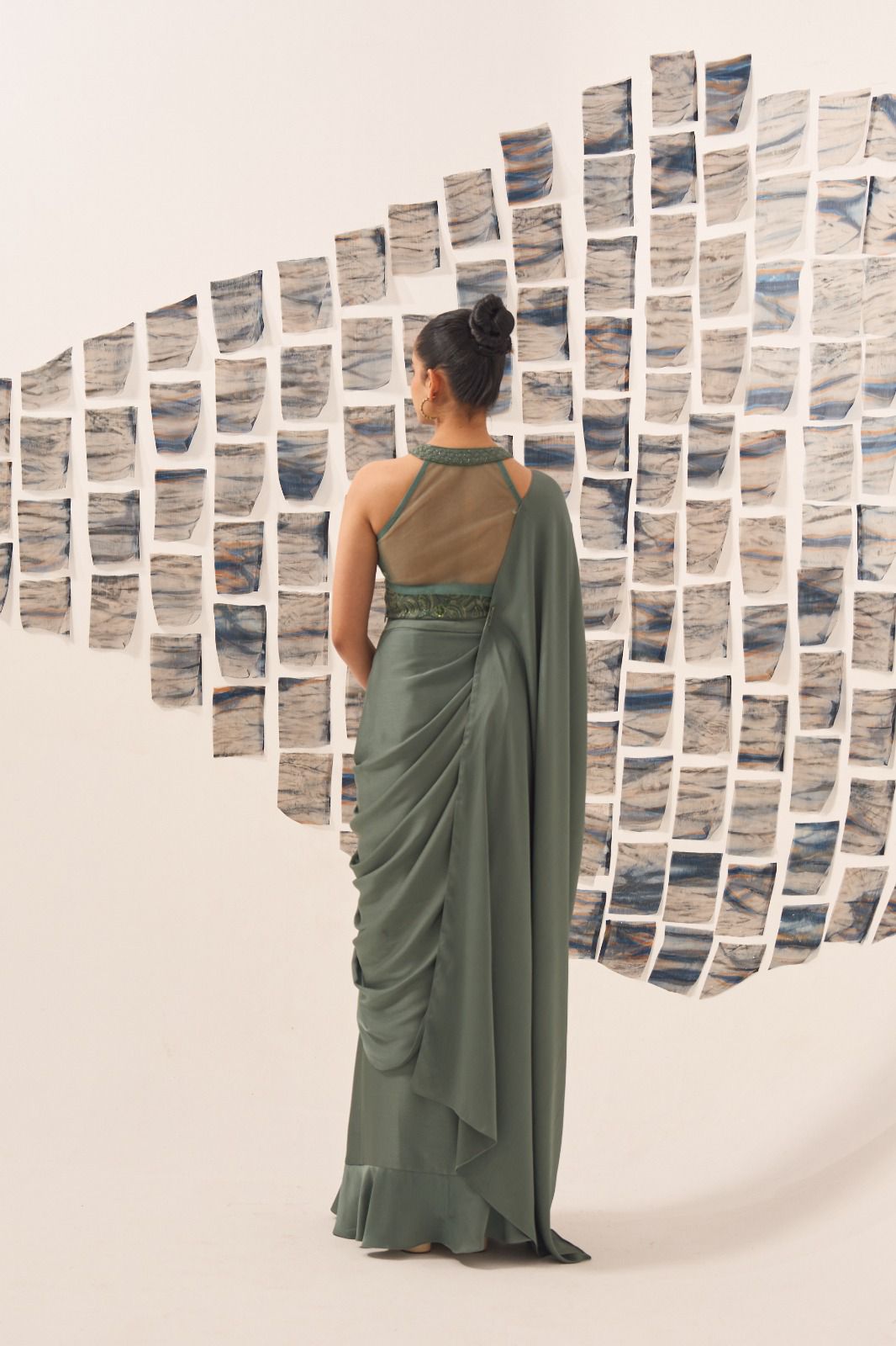 Pre Draped Saree with Blouse