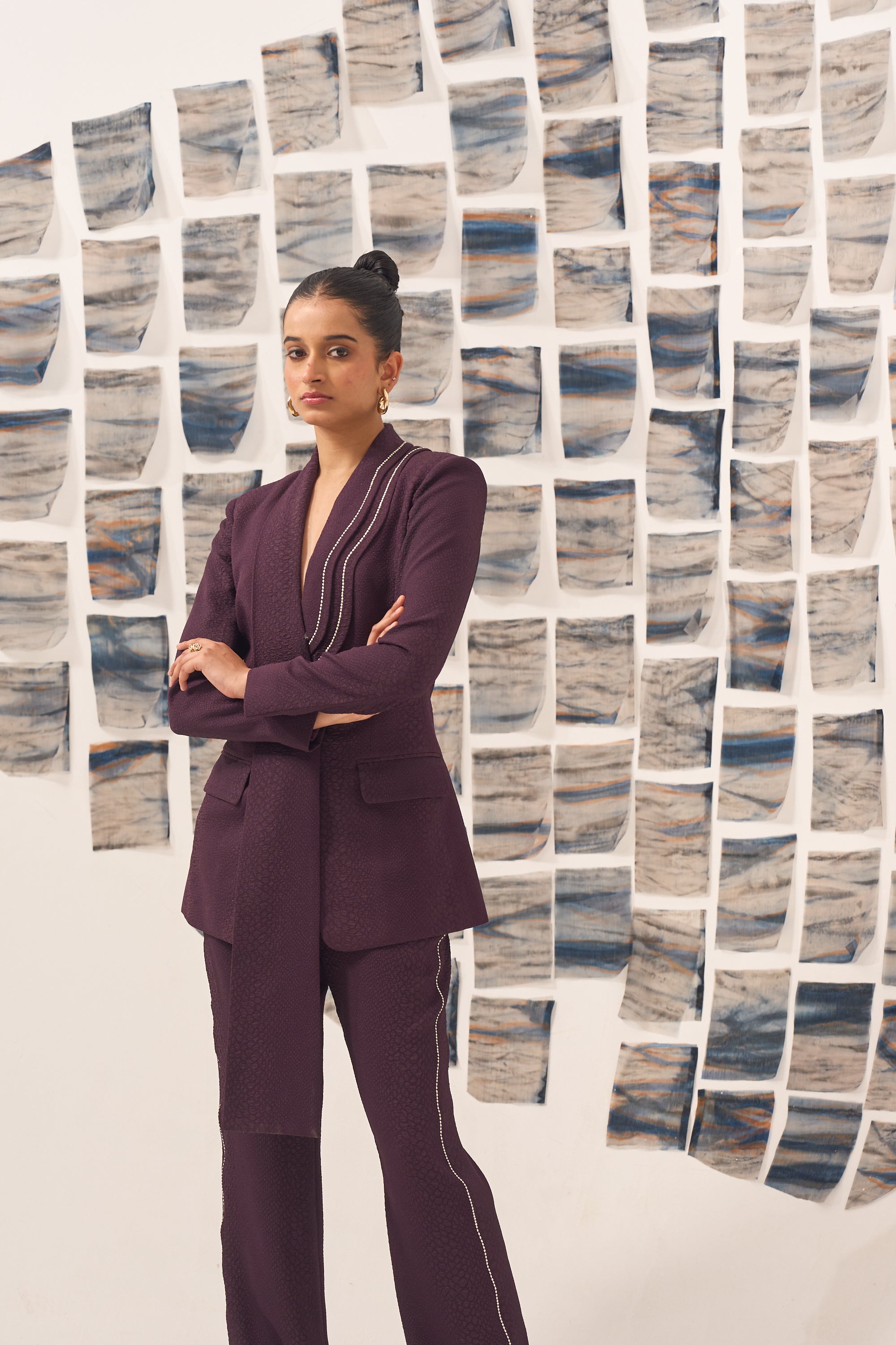Wine Long Lapel Blazer